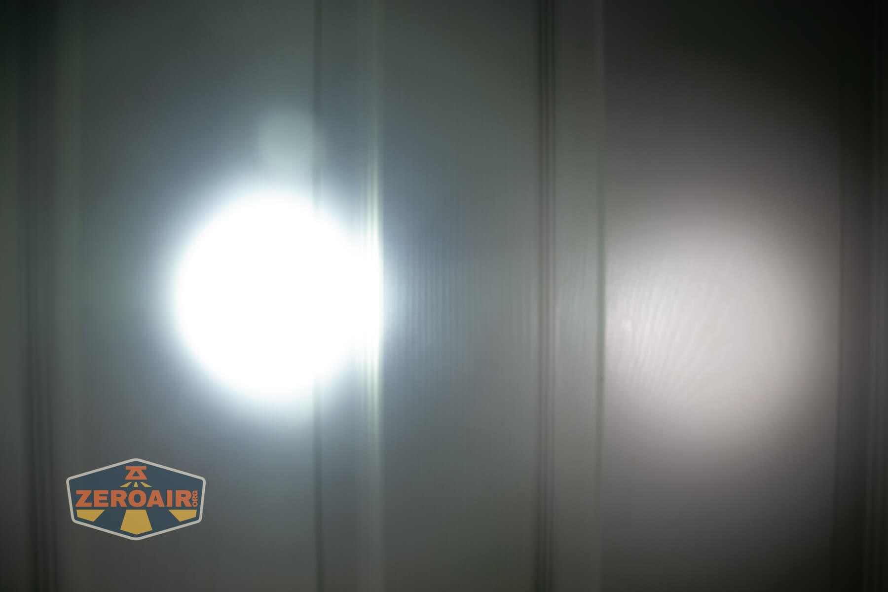 Imalent BTL50 Grey LEP flashlight beamshots on door (at 1') compared to nichia 219b 4500K