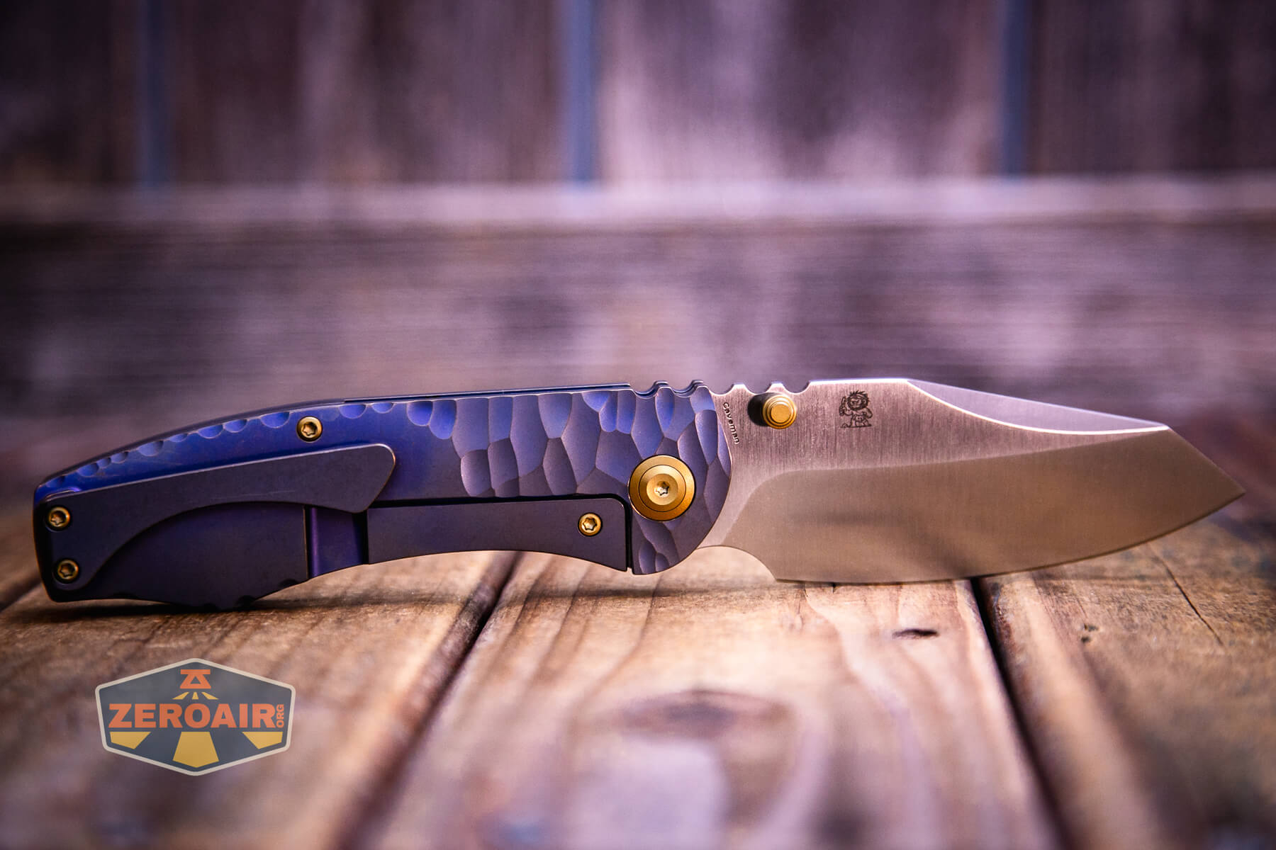 Kansept Caveman frame lock knife fully open clip side