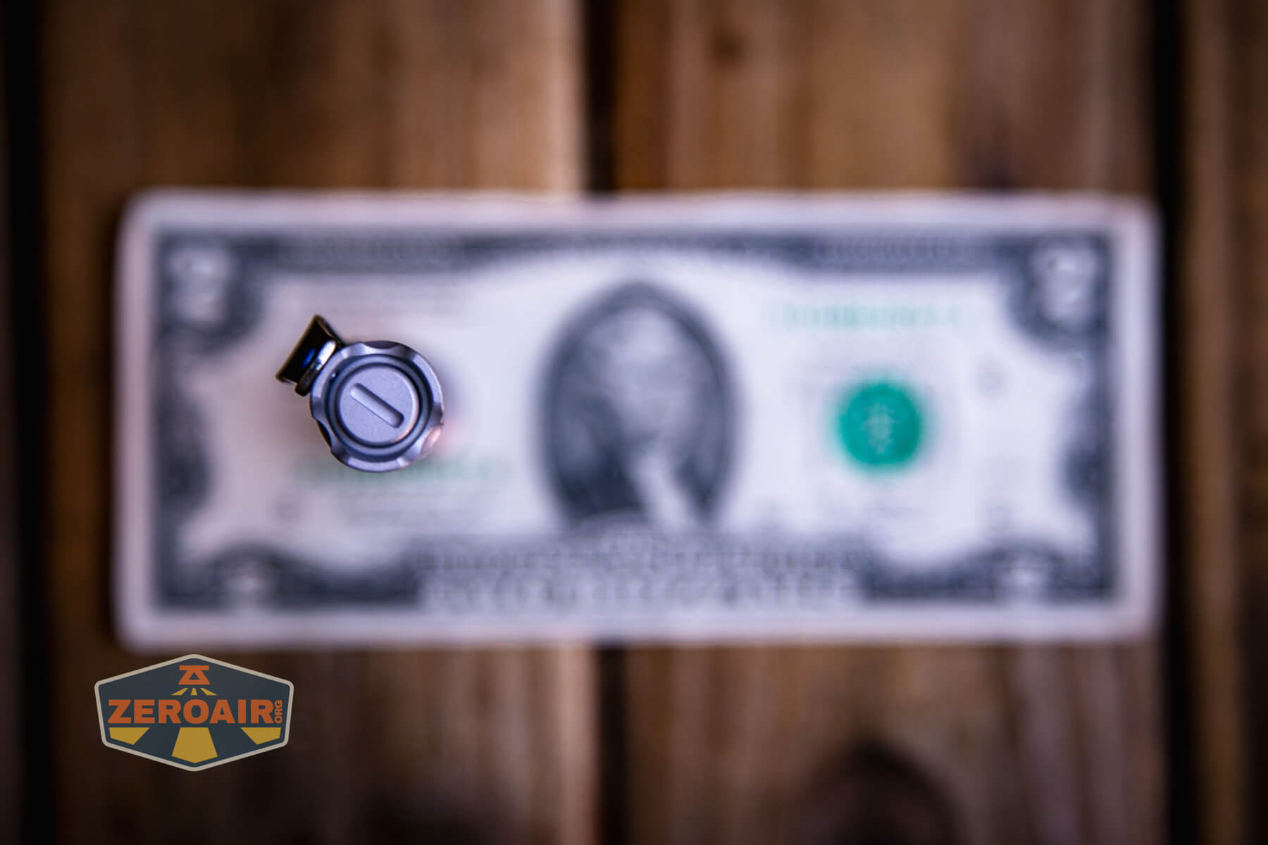 ReyLight Penlight MkII Aluminum on a two dollar bill