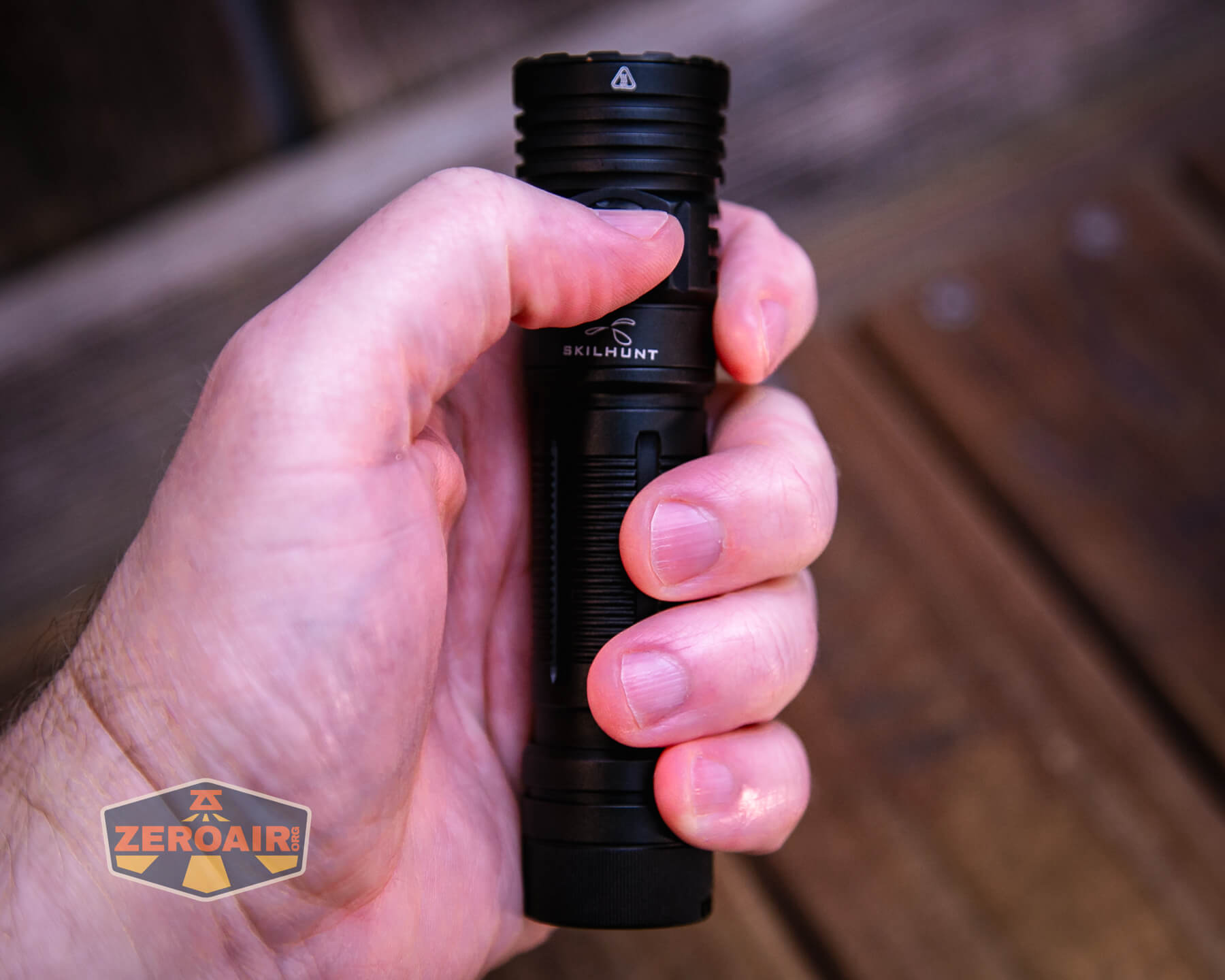 Skilhunt M300 V4 Luminus flashlight in hand