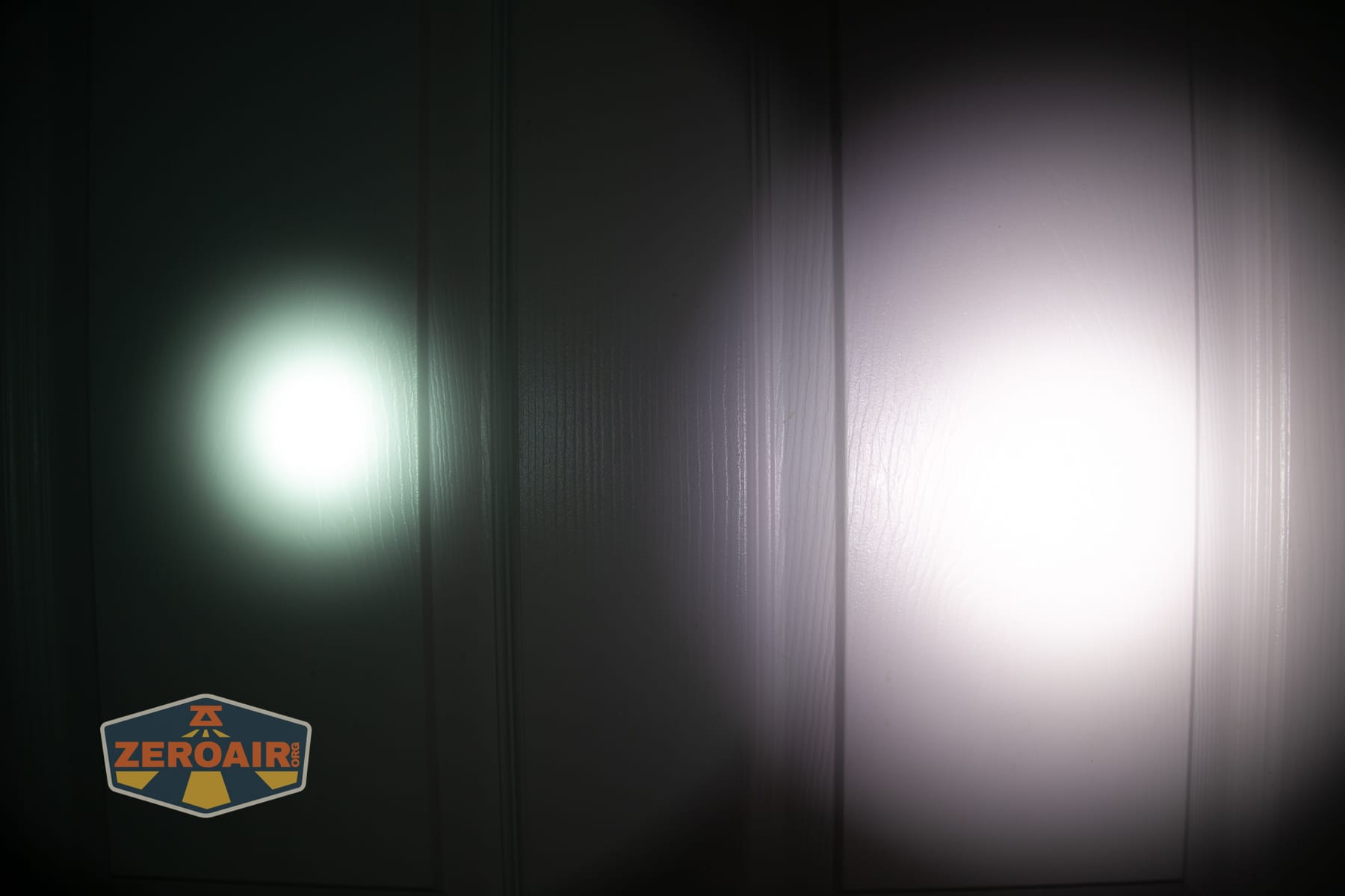Armytek Predator Pro Max 2026 beamshots on door (at 1') compared to nichia 219b 4500K