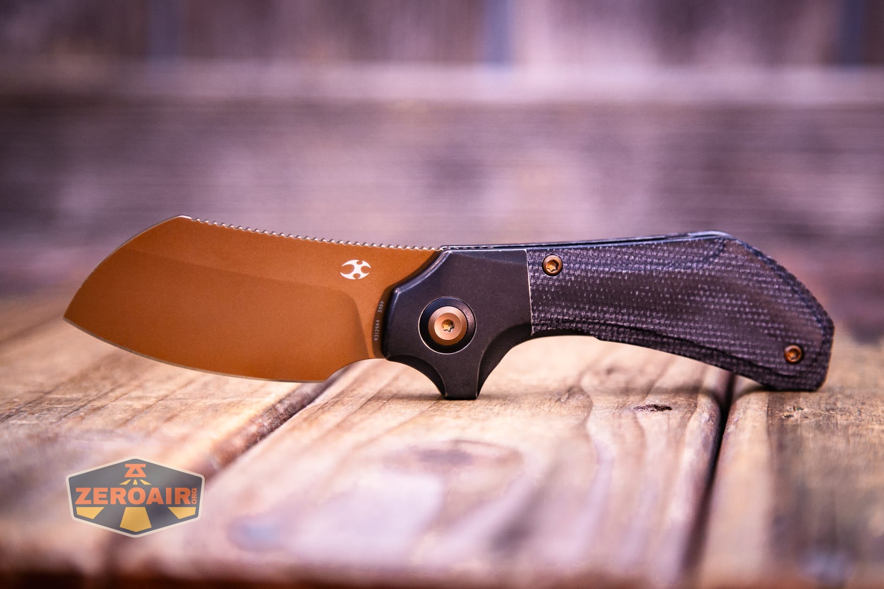 Kansept Pluto S90V knife open non clip-side view
