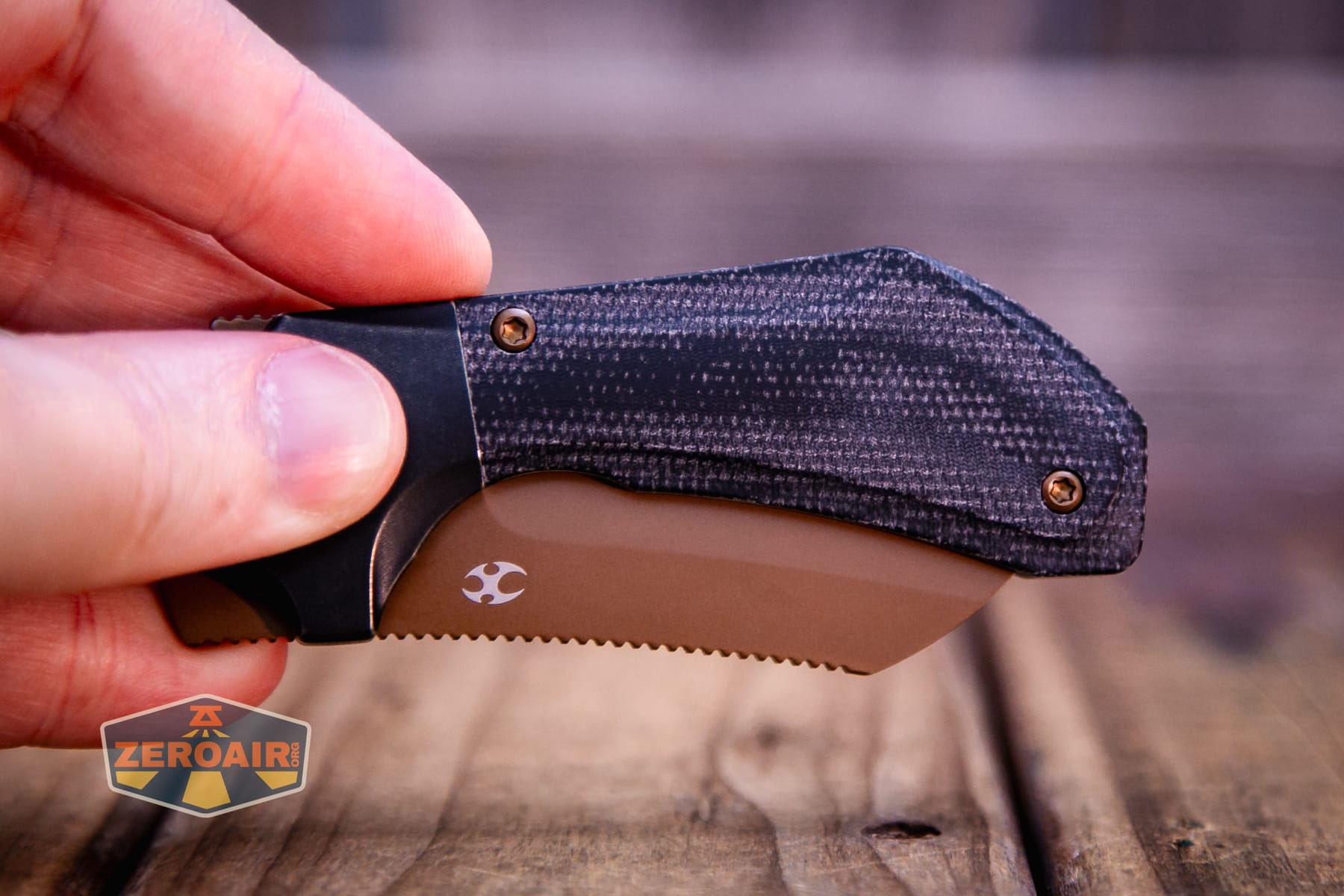 Kansept Pluto S90V knife Micarta detail