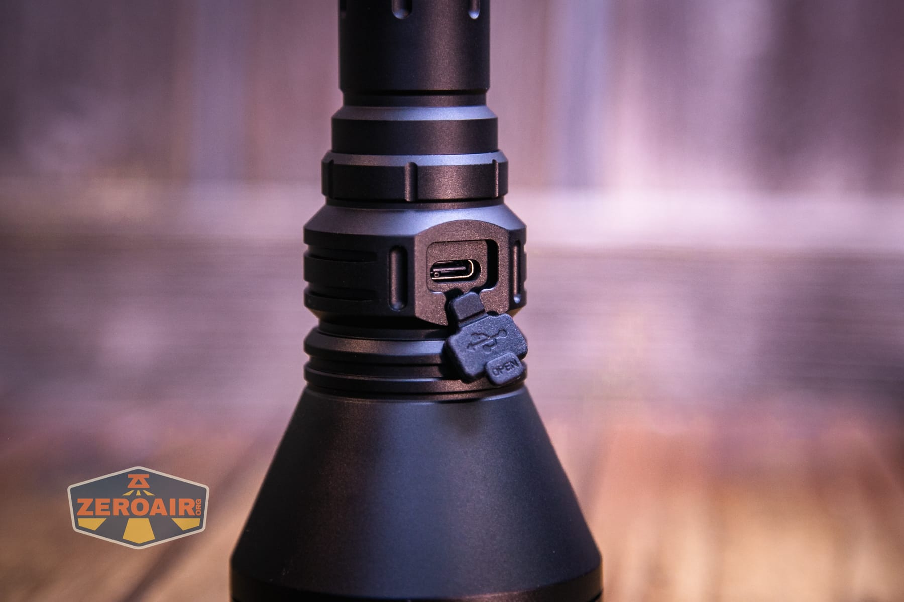 SPERAS T217 V3 Long Range Hunting flashlight charging port opened