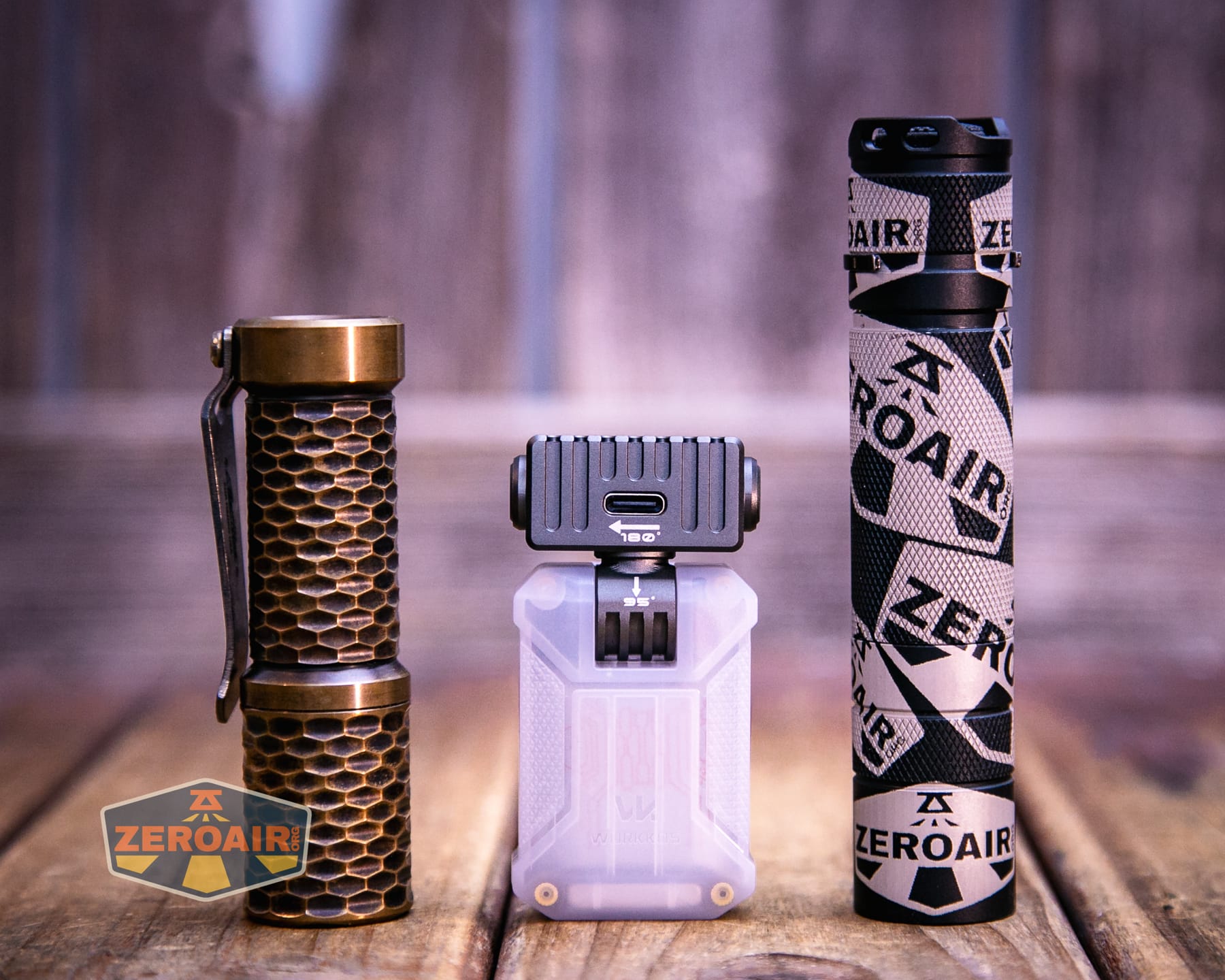 Wurkkos HD04 pocket flashlight with two standard sized flashlights
