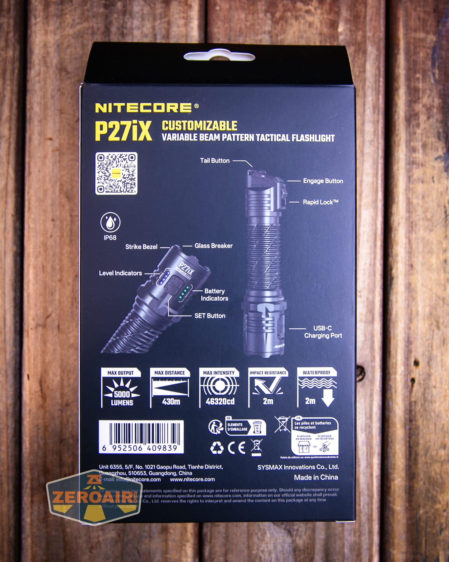 Nitecore P27iX customizable tactical flashlight box