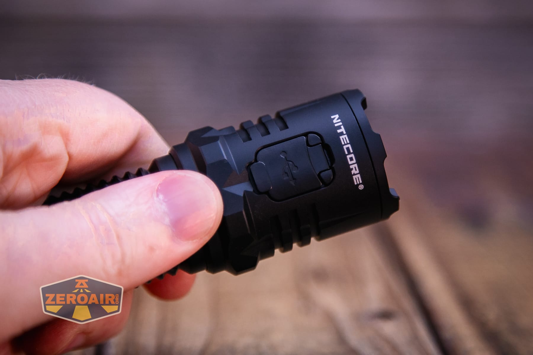 Nitecore P27iX customizable tactical flashlight charging port closed