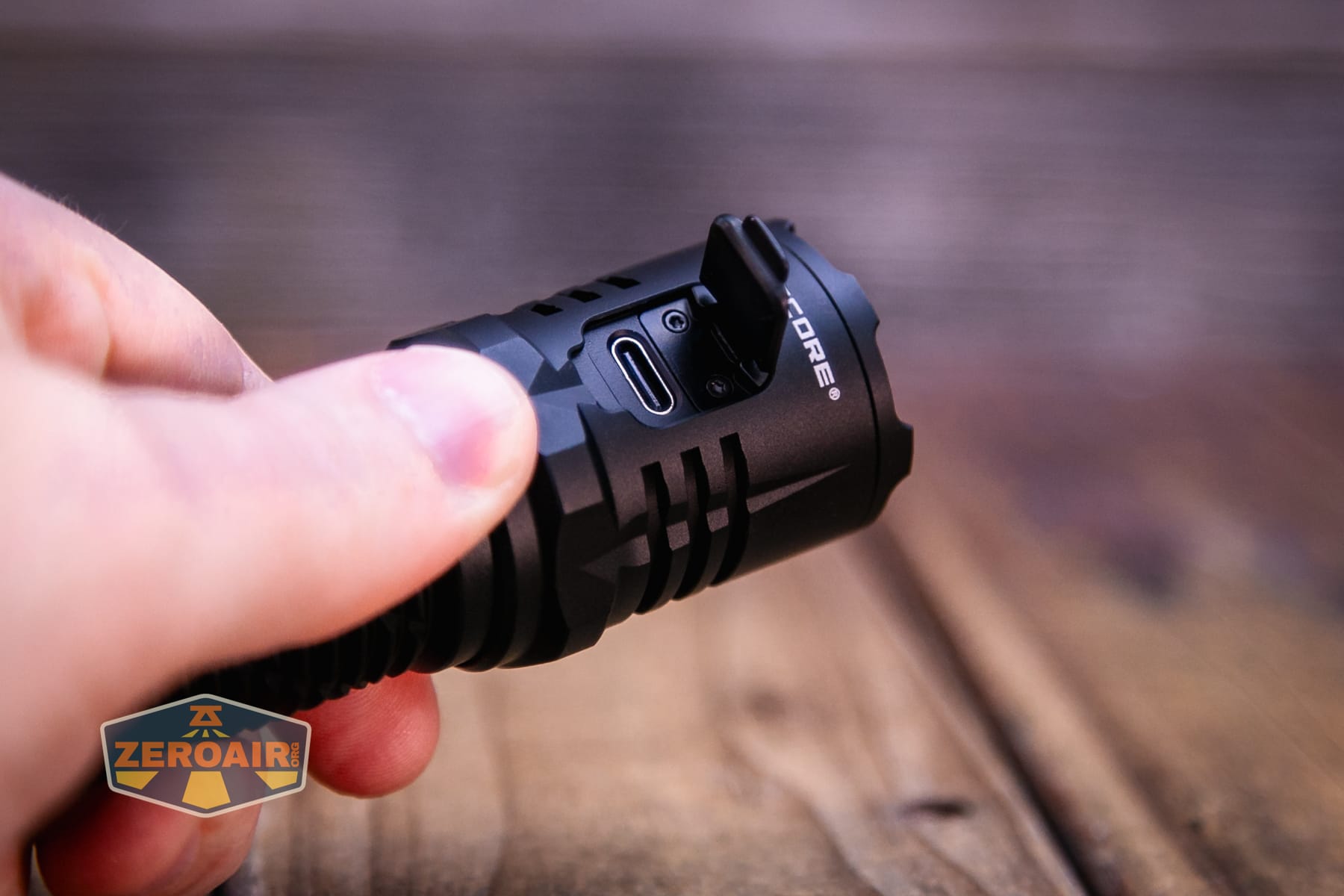 Nitecore P27iX customizable tactical flashlight charging port
