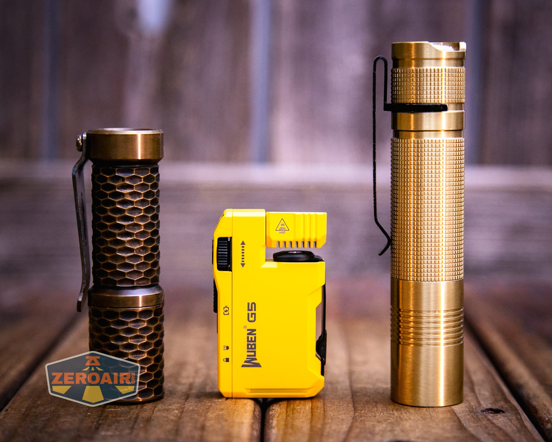 Wuben G5 Yellow EDC Keychain flashlight with two standard sized flashlights