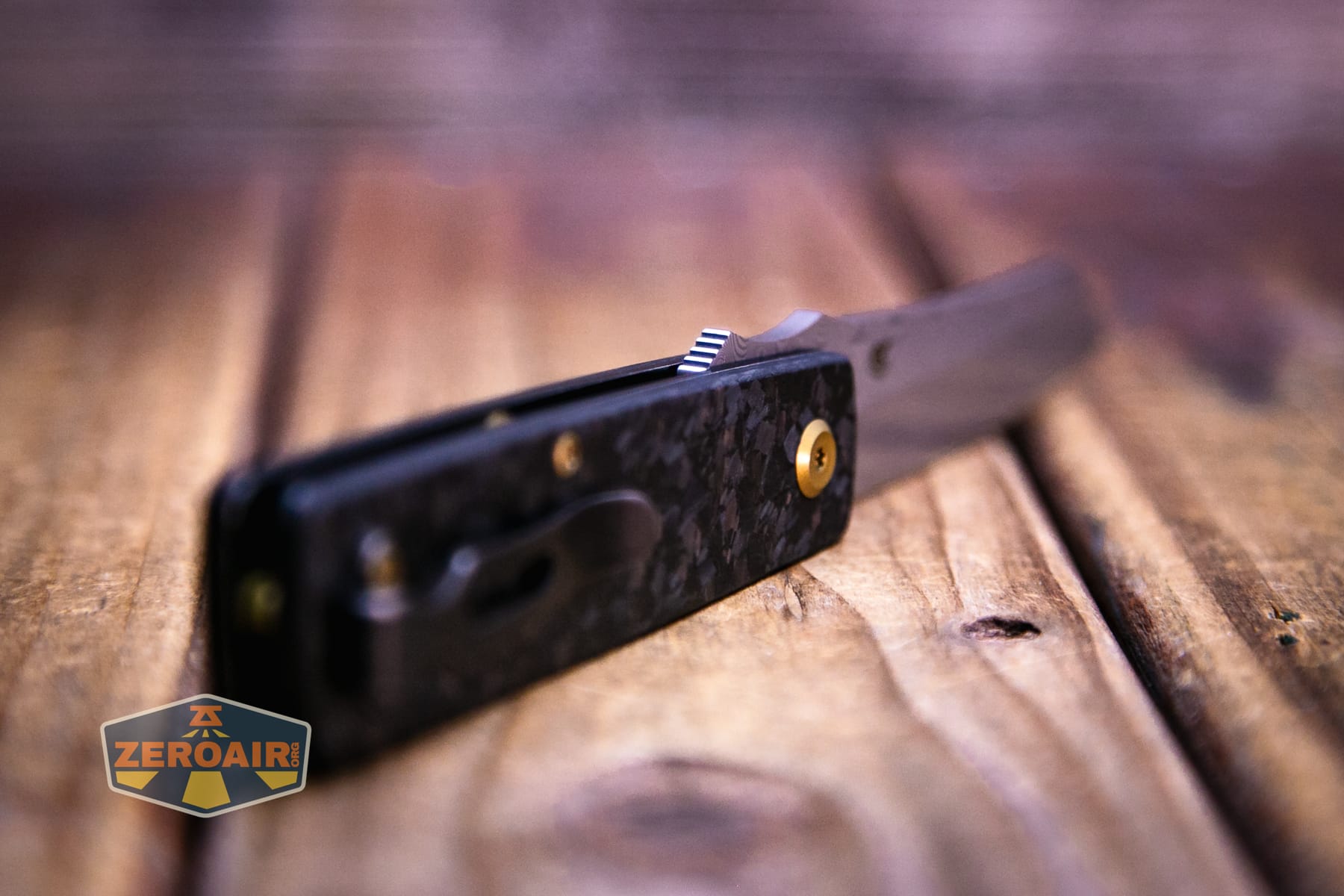 Kansept Higonokami liner lock knife jimping on blade