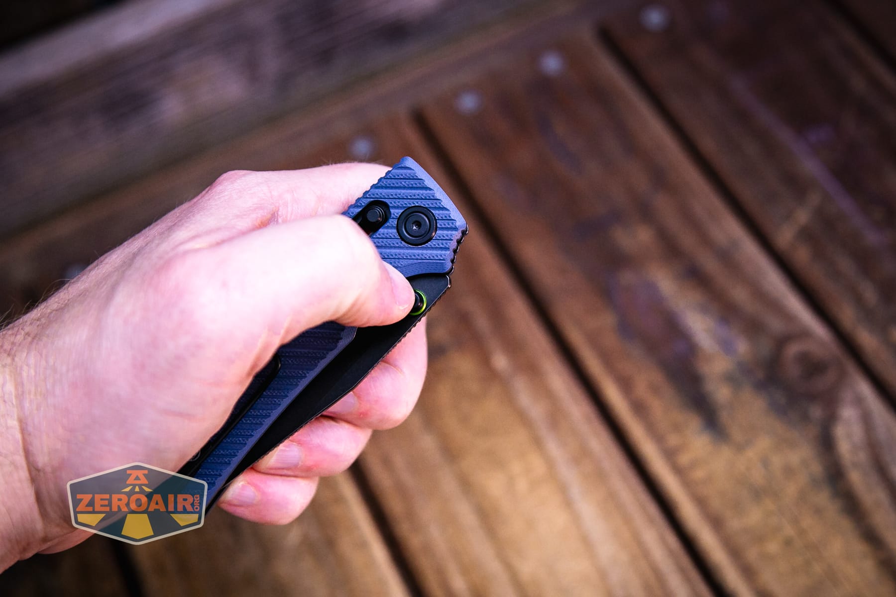 Vosteed Porcupine ModSwap Crossbar lock knife in hand