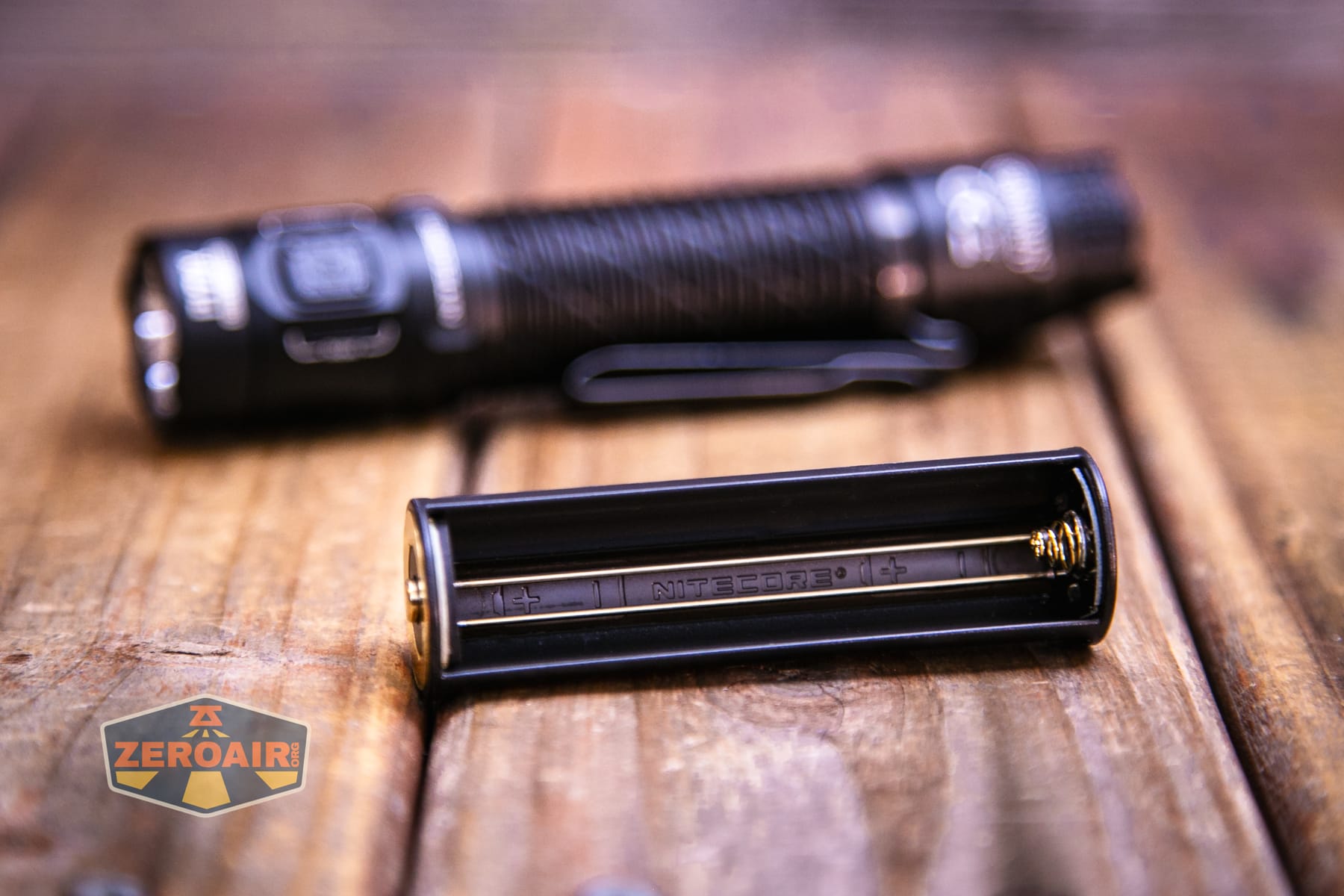 Nitecore P27iX customizable tactical flashlight with included cell carrier
