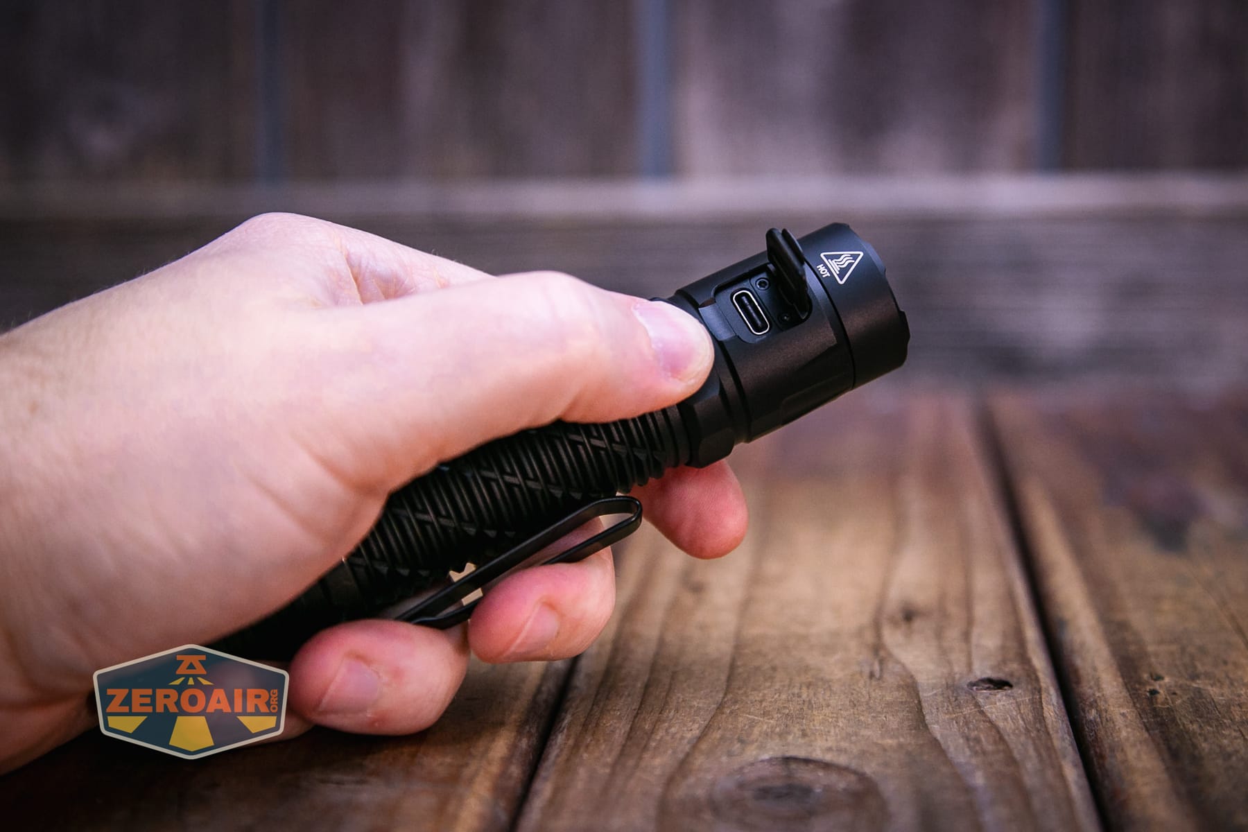 Nitecore P27iX customizable tactical flashlight charging port