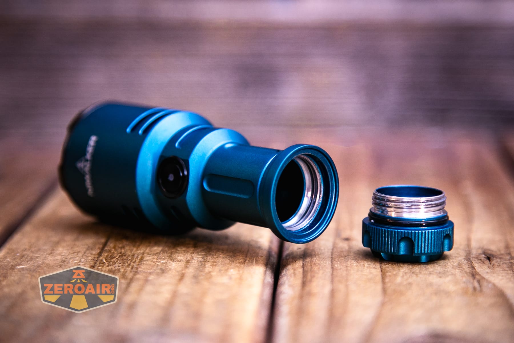 Niwalker N50S long range flashlight tailcap off showing threads