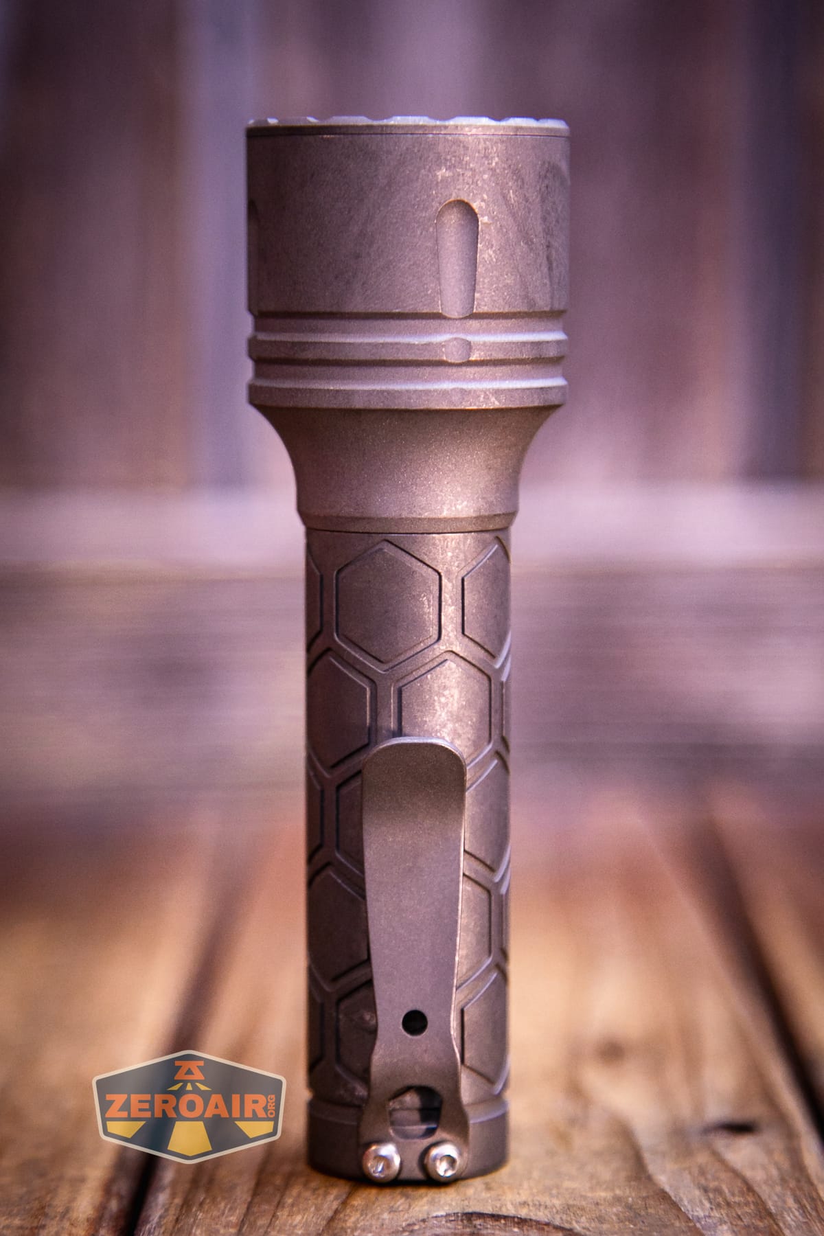 Reylight Dawn Max titanium flashlight with 18650 body showing all sides