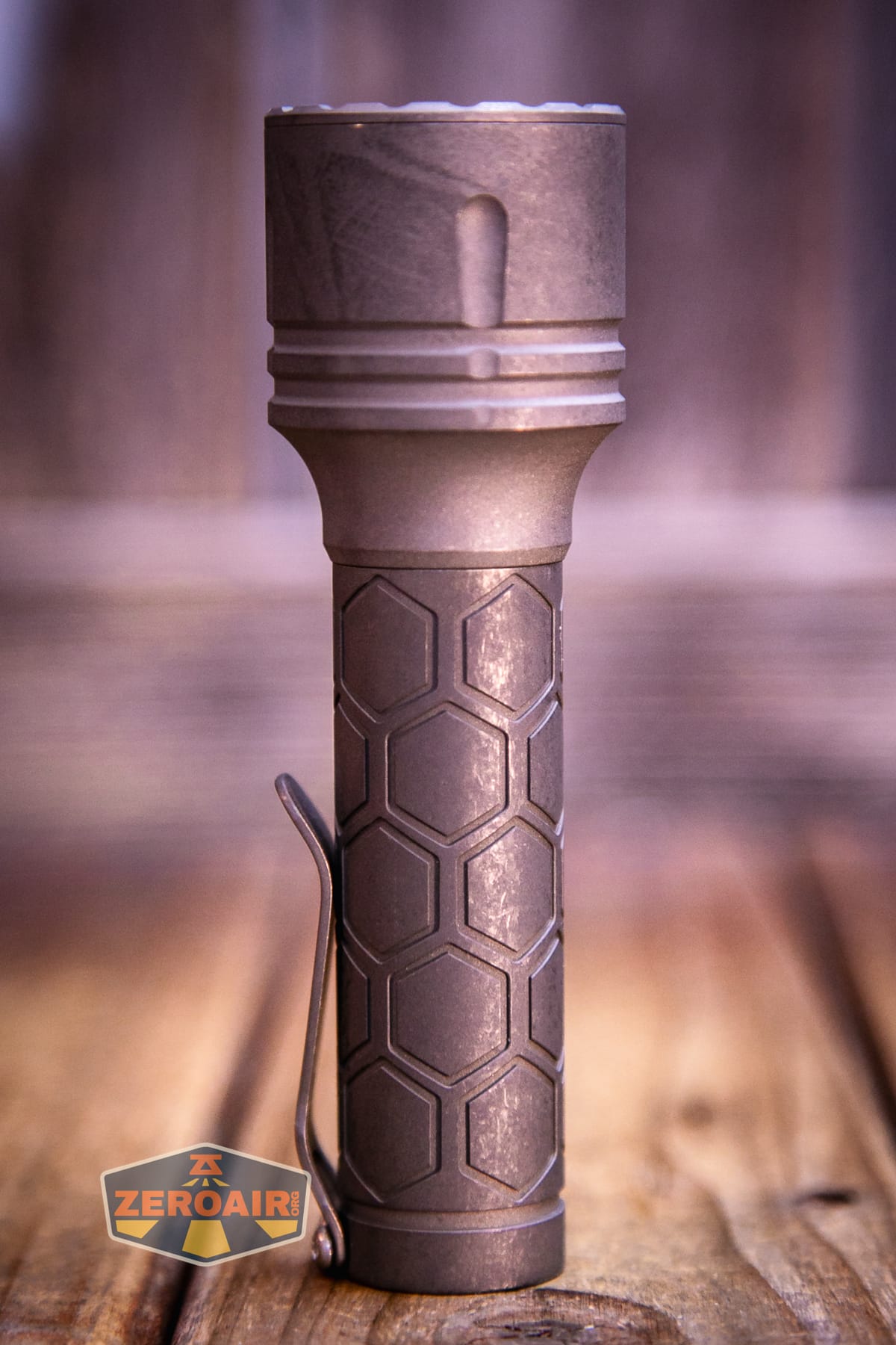 Reylight Dawn Max titanium flashlight with 18650 body showing all sides