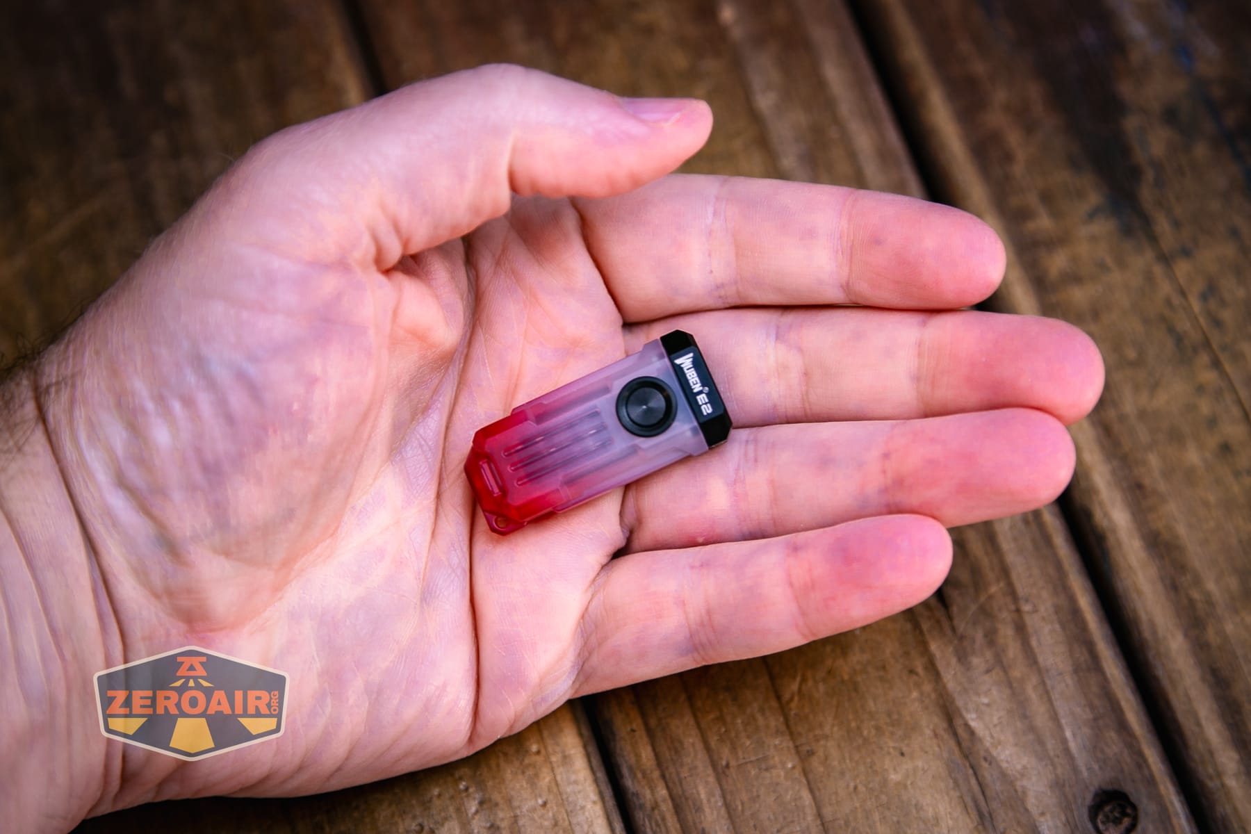 Wuben E2 Pulse keychain flashlight in hand