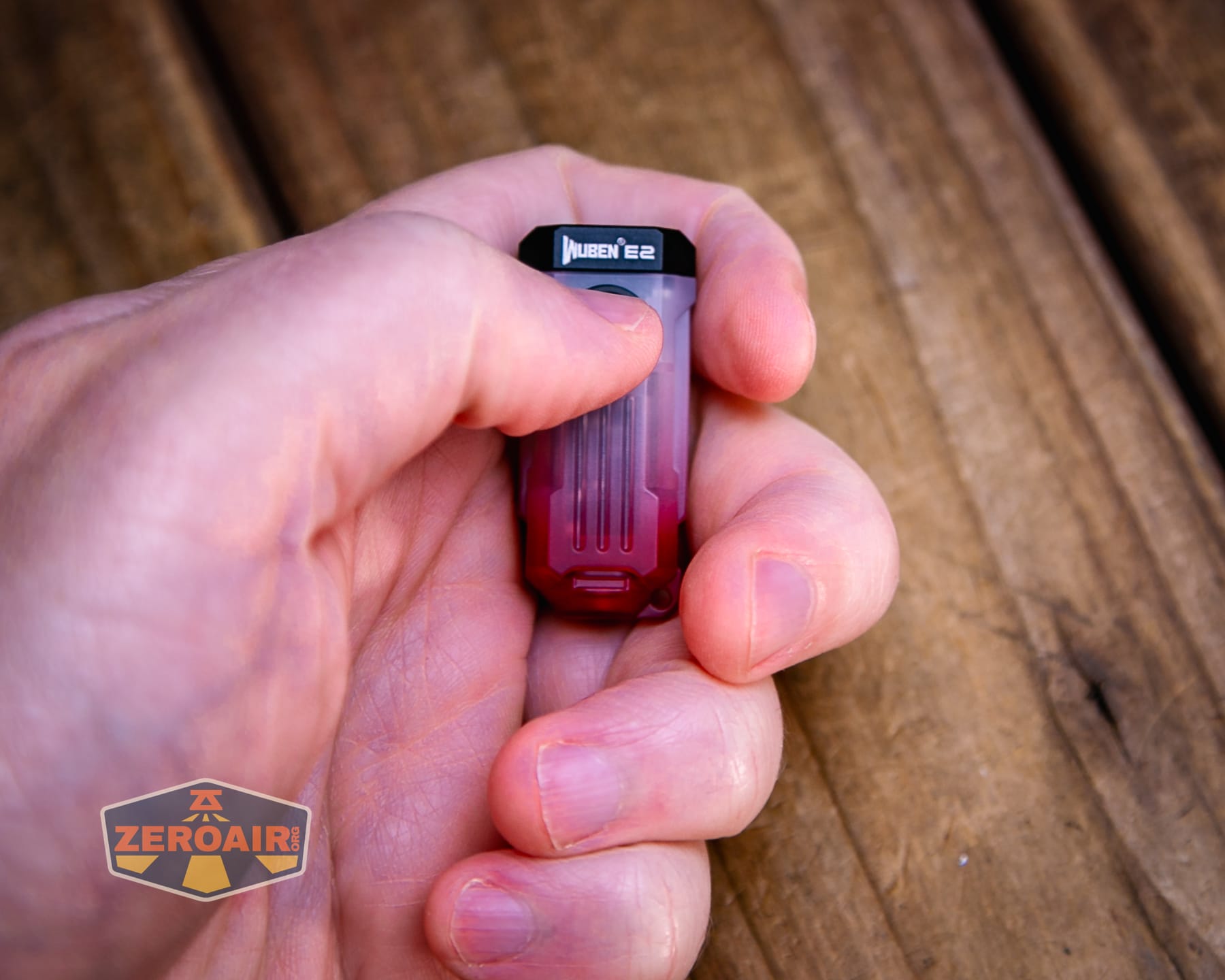 Wuben E2 Pulse keychain flashlight in hand