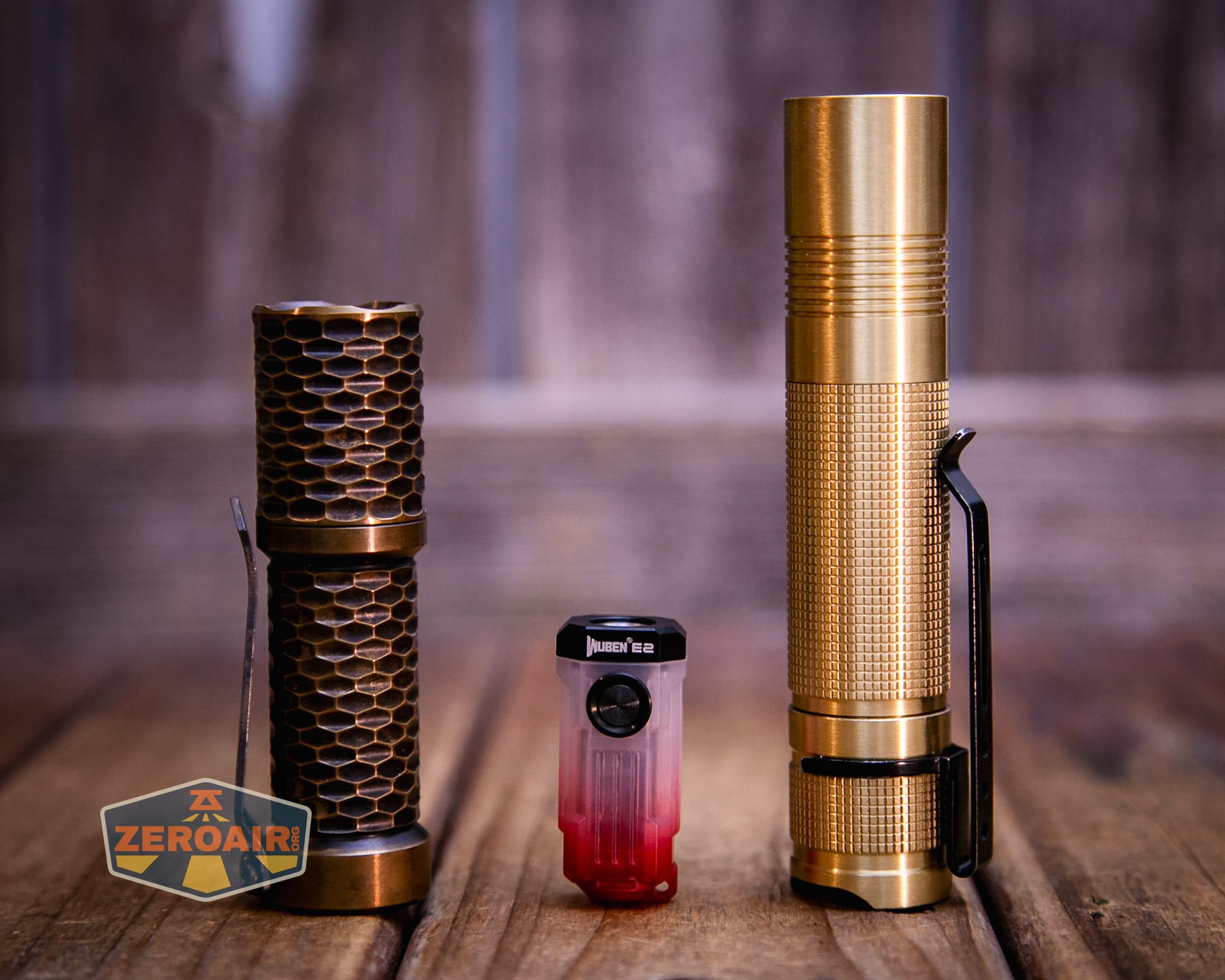 Wuben E2 Pulse keychain flashlight with two standard sized flashlights