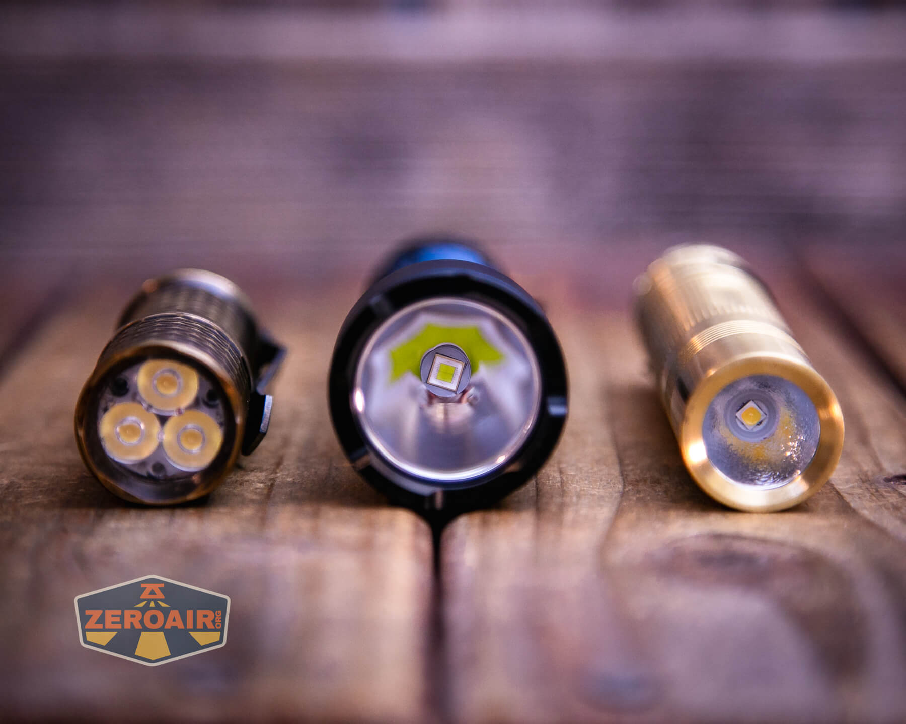 Wurkkos TS28 blue flashlight with standard-sized flashlights