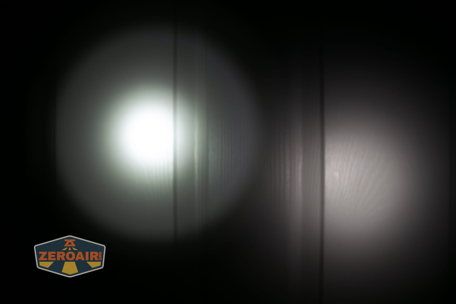 Niwalker ES01 Three Light flashlight beamshots on door (at 1') compared to nichia 219b 4500K