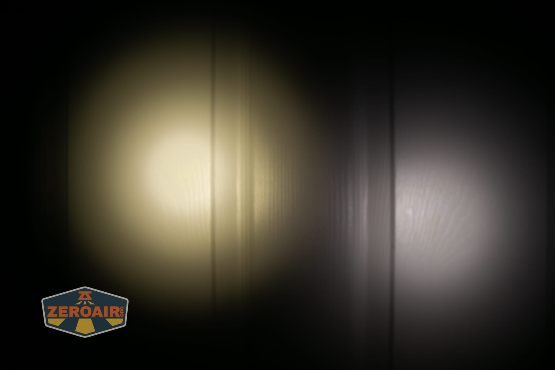Niwalker ES01 Three Light flashlight beamshots on door (at 1') compared to nichia 219b 4500K