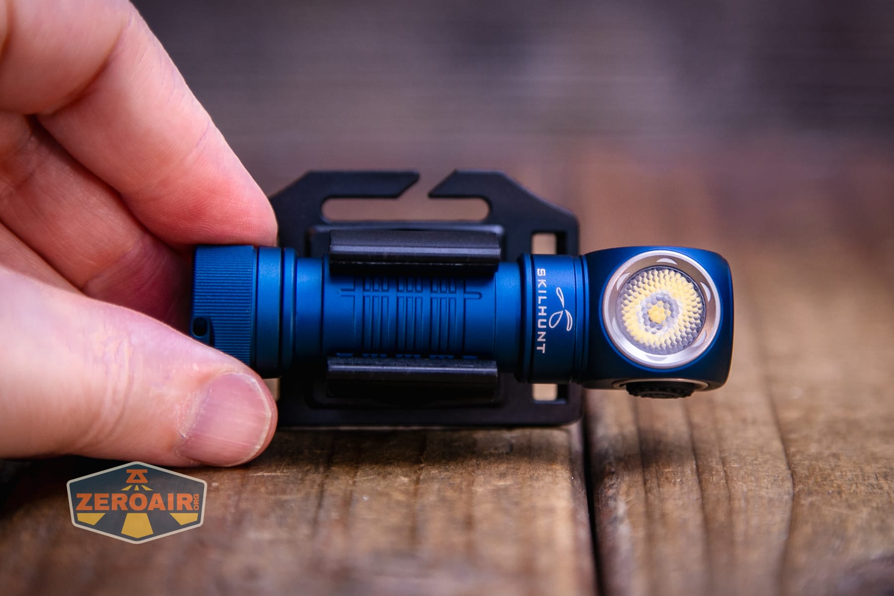 Skilhunt H150V4 3000K headlamp headband attachment in use