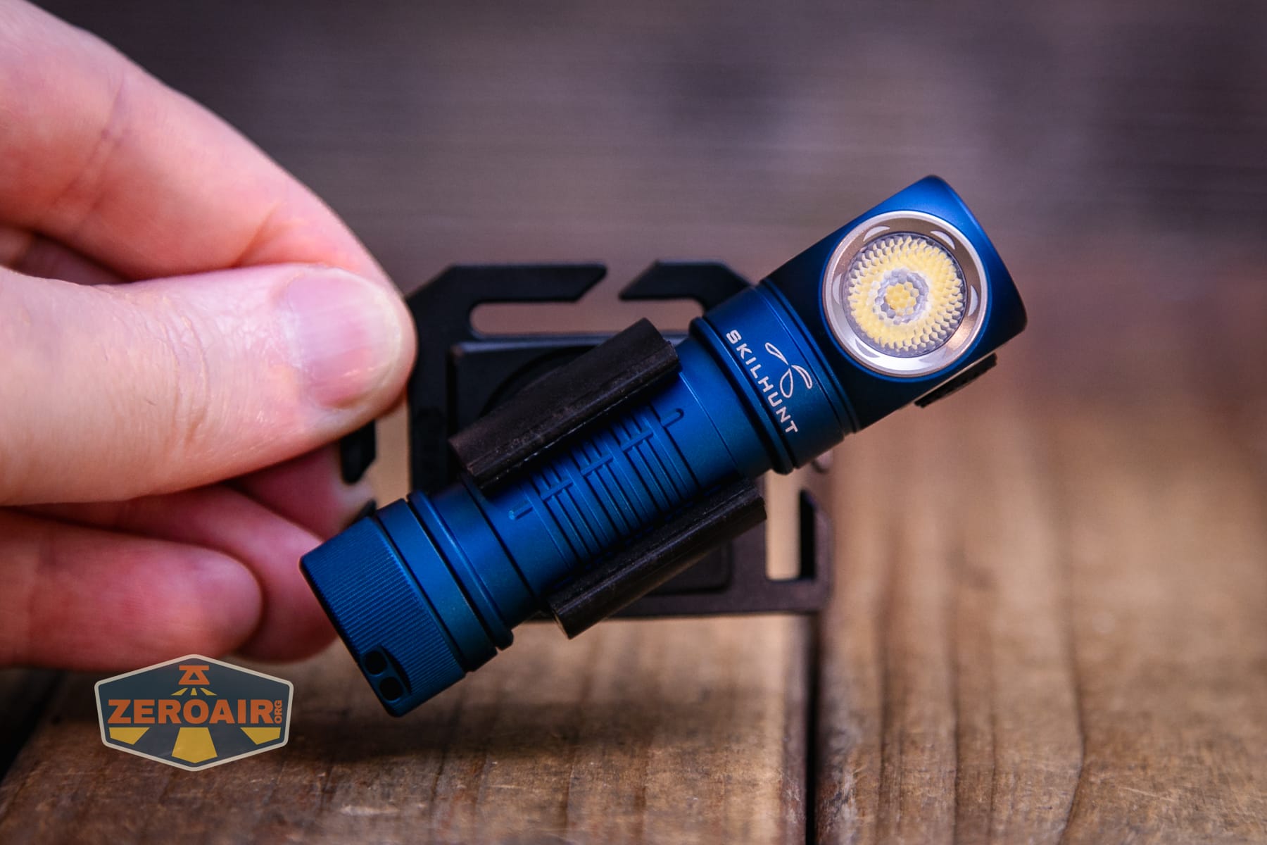 Skilhunt H150V4 3000K headlamp headband attachment in use