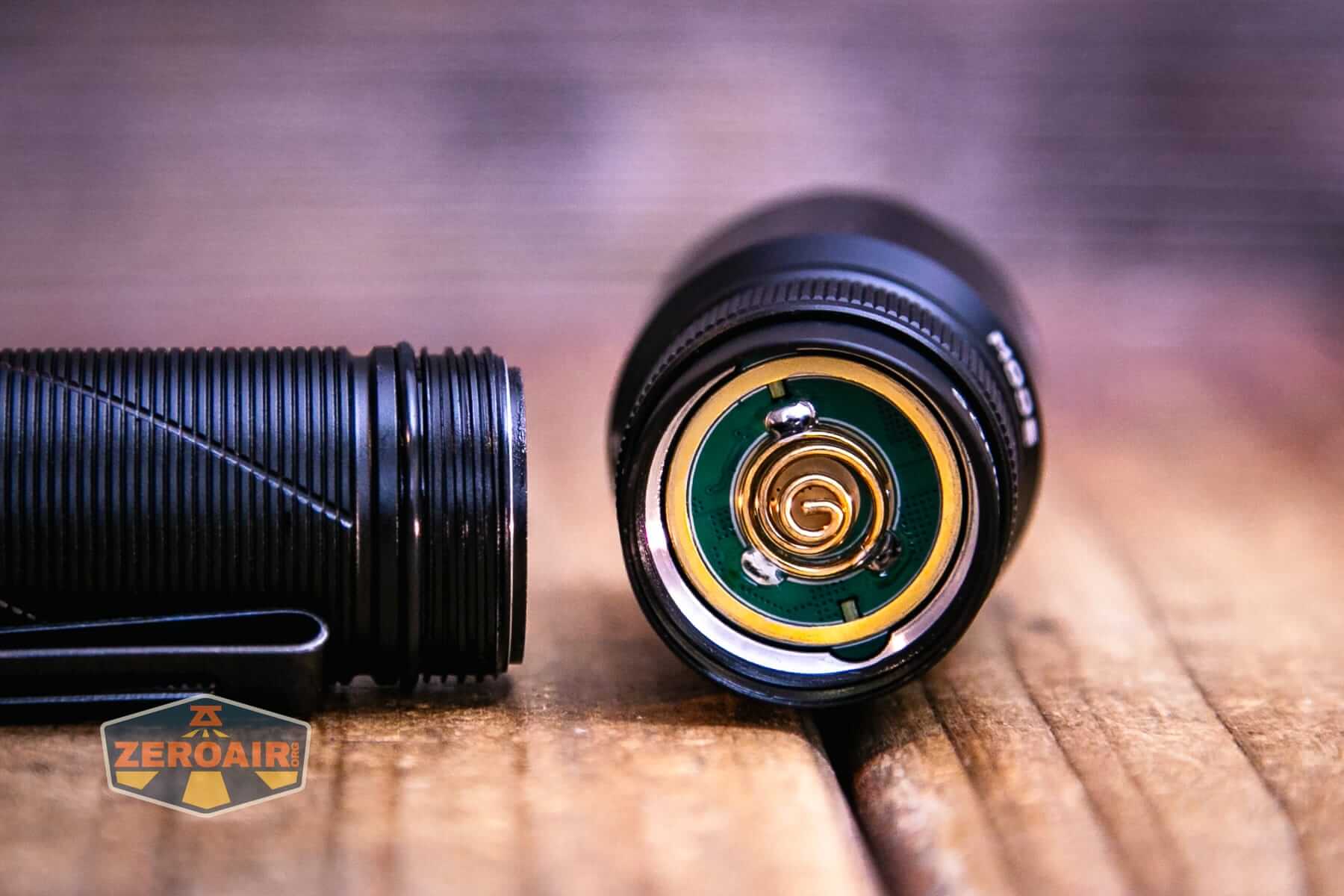 Sofirn SK31 Tactical Duty flashlight head spring and threads