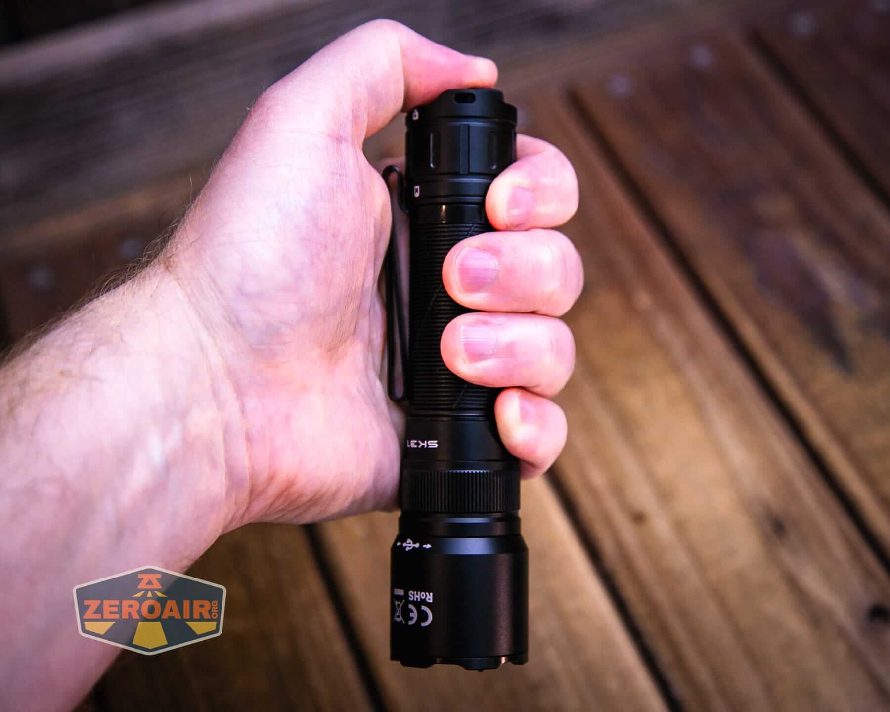 Sofirn SK31 Tactical Duty flashlight in hand
