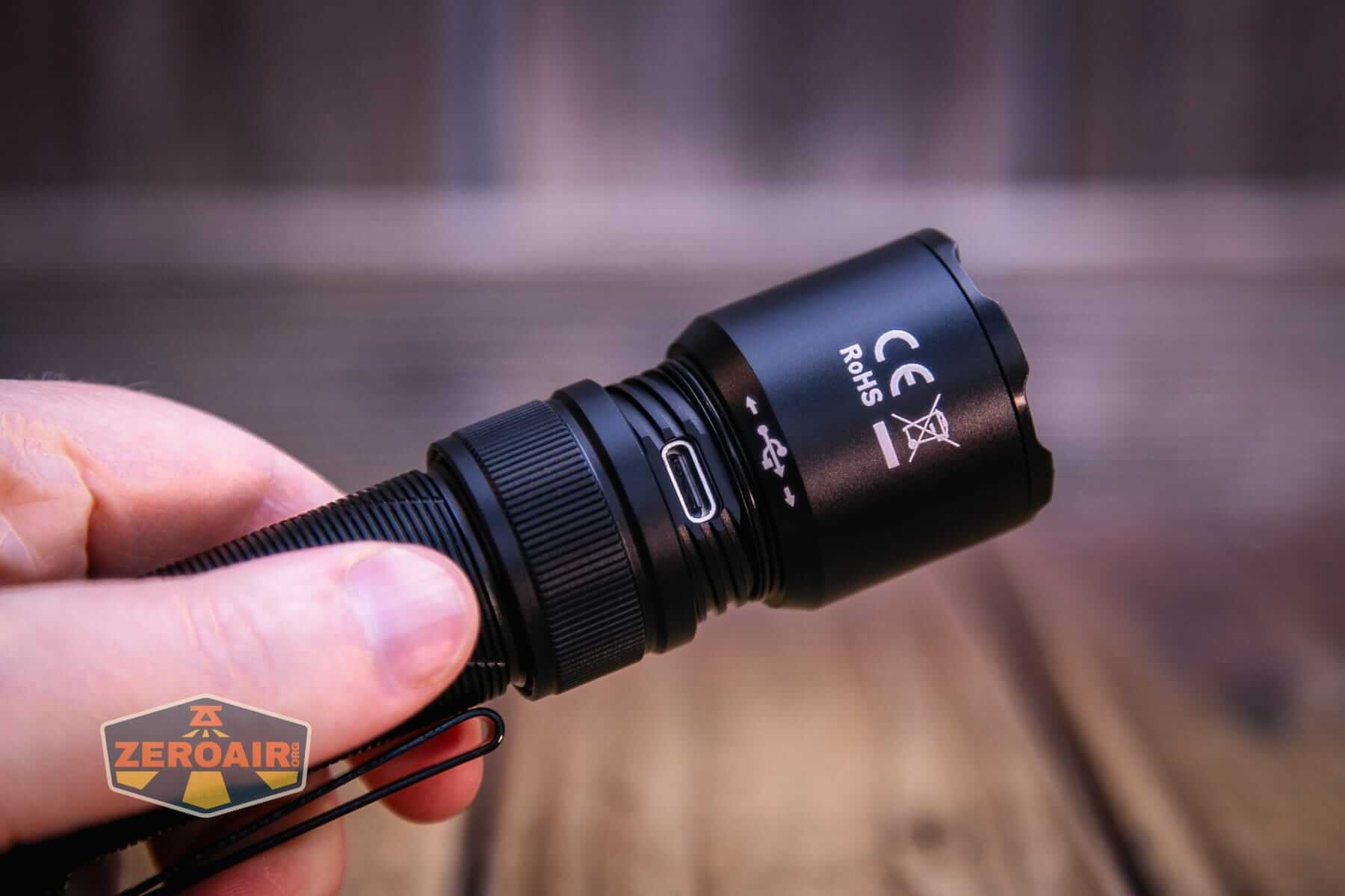 Sofirn SK31 Tactical Duty flashlight charging port