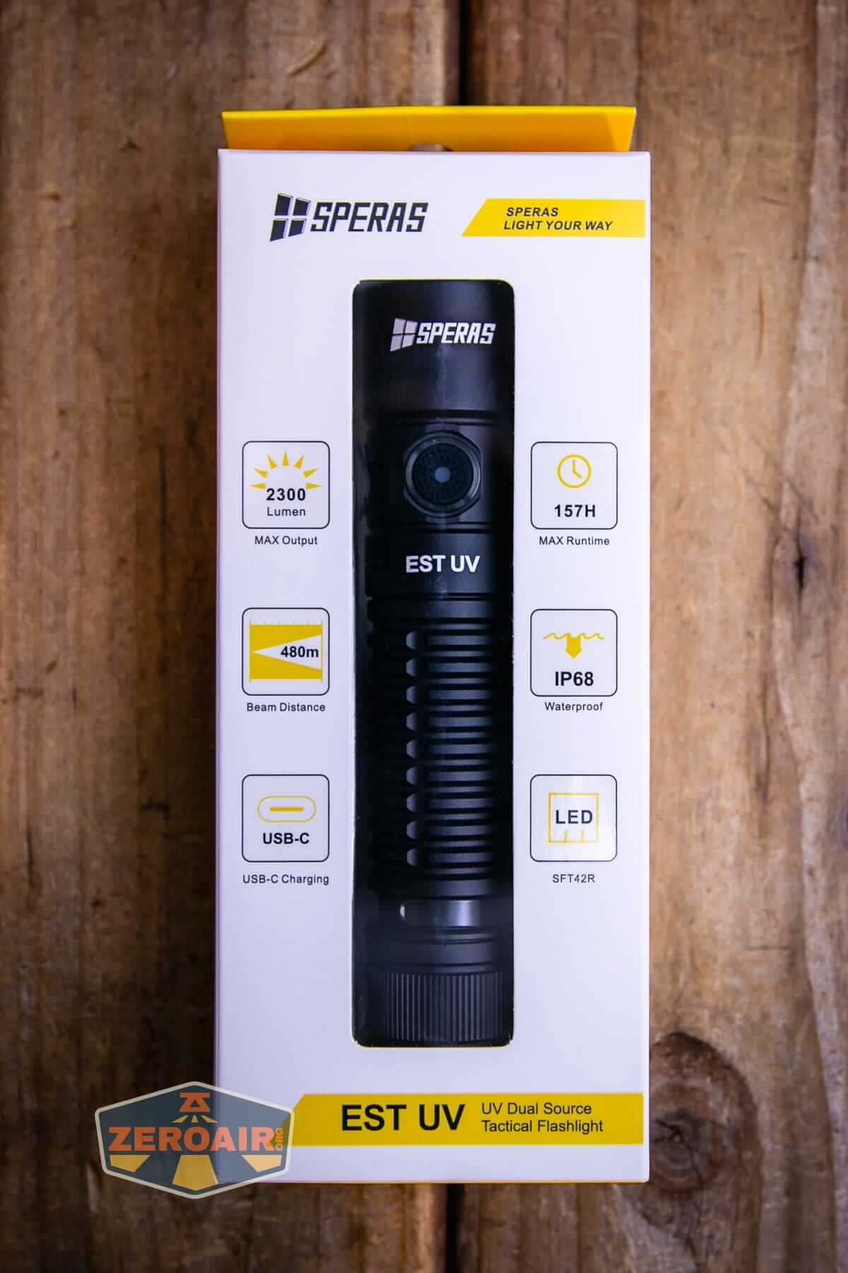 Speras EST UV flashlight box