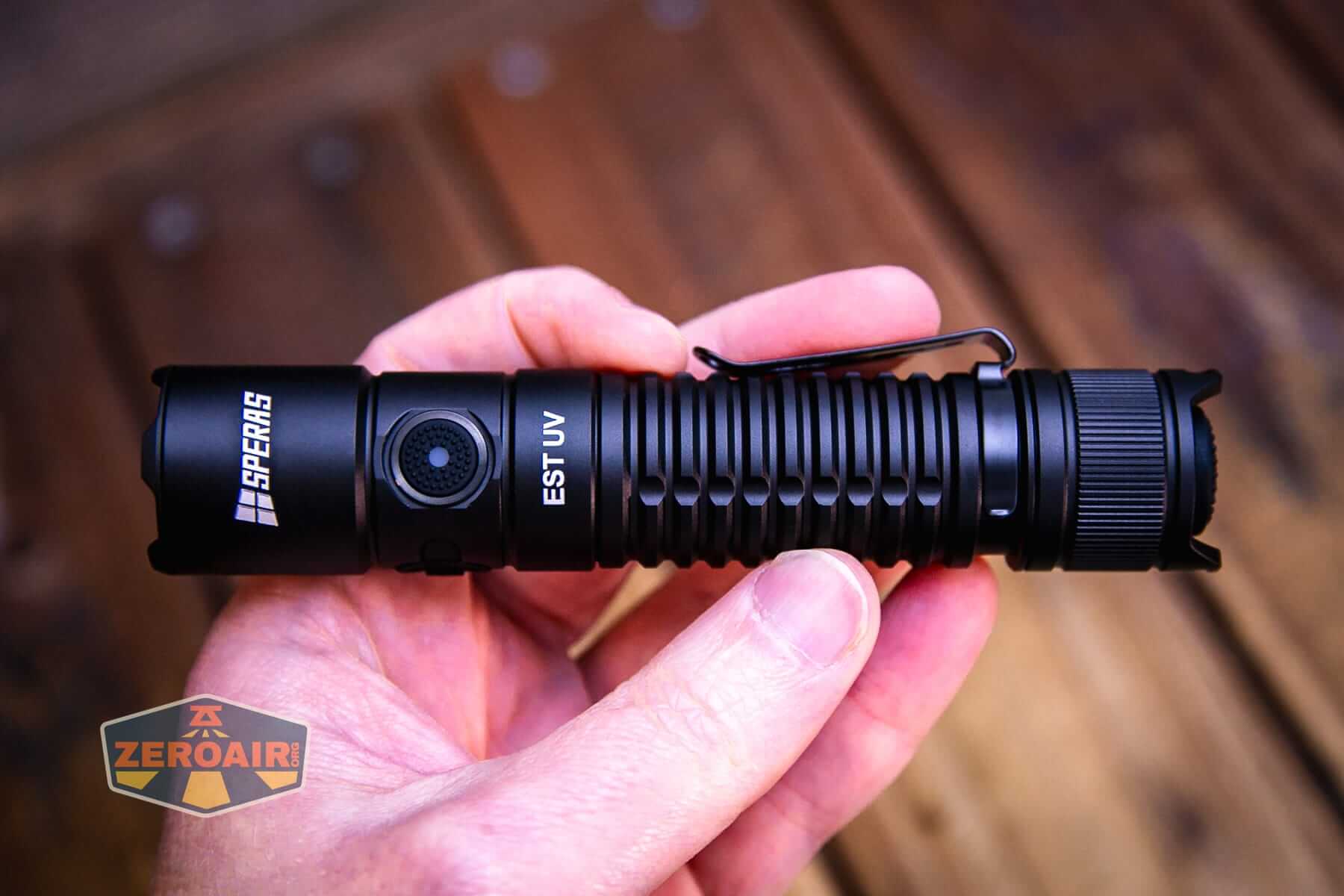 Speras EST UV flashlight in hand