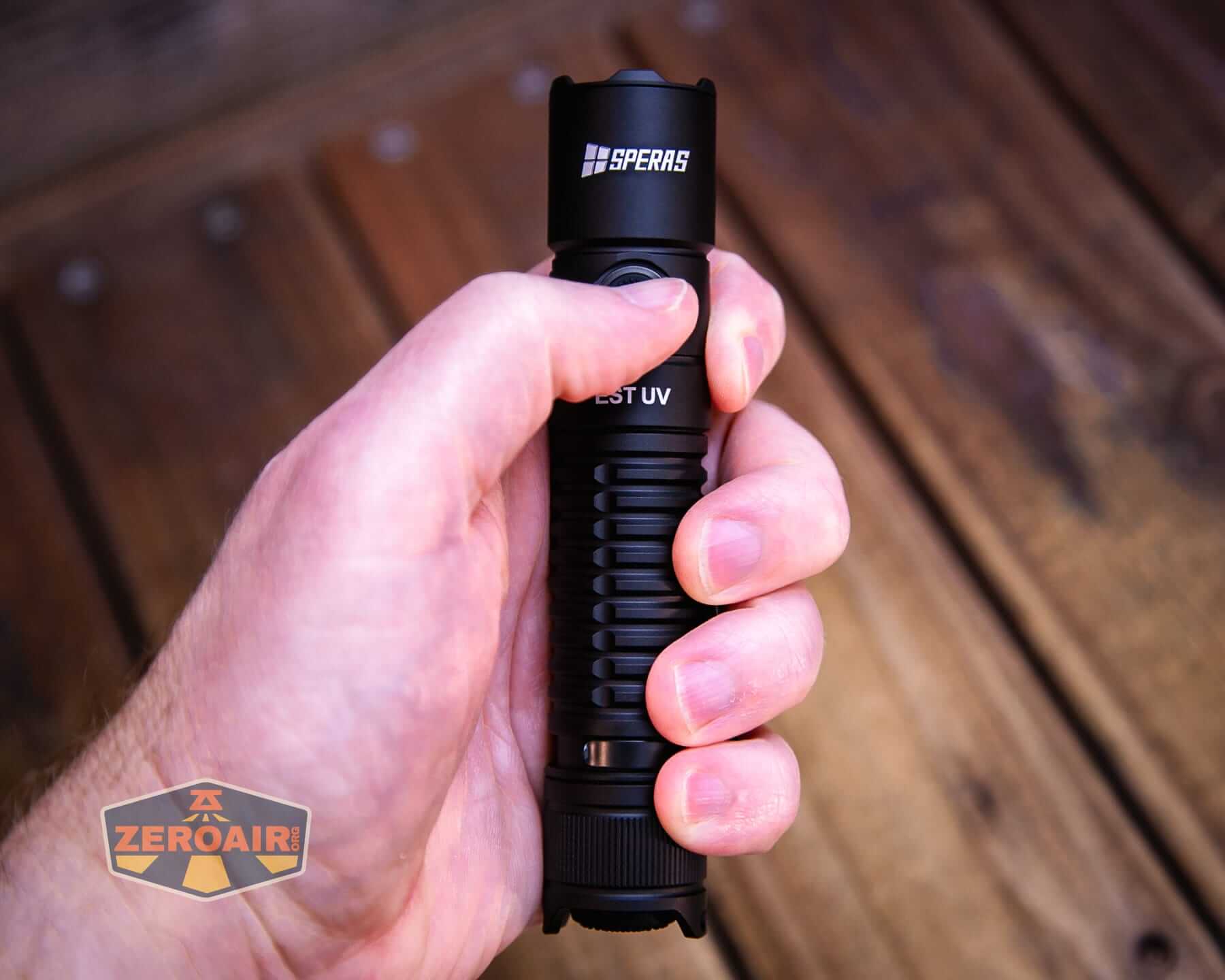 Speras EST UV flashlight in hand