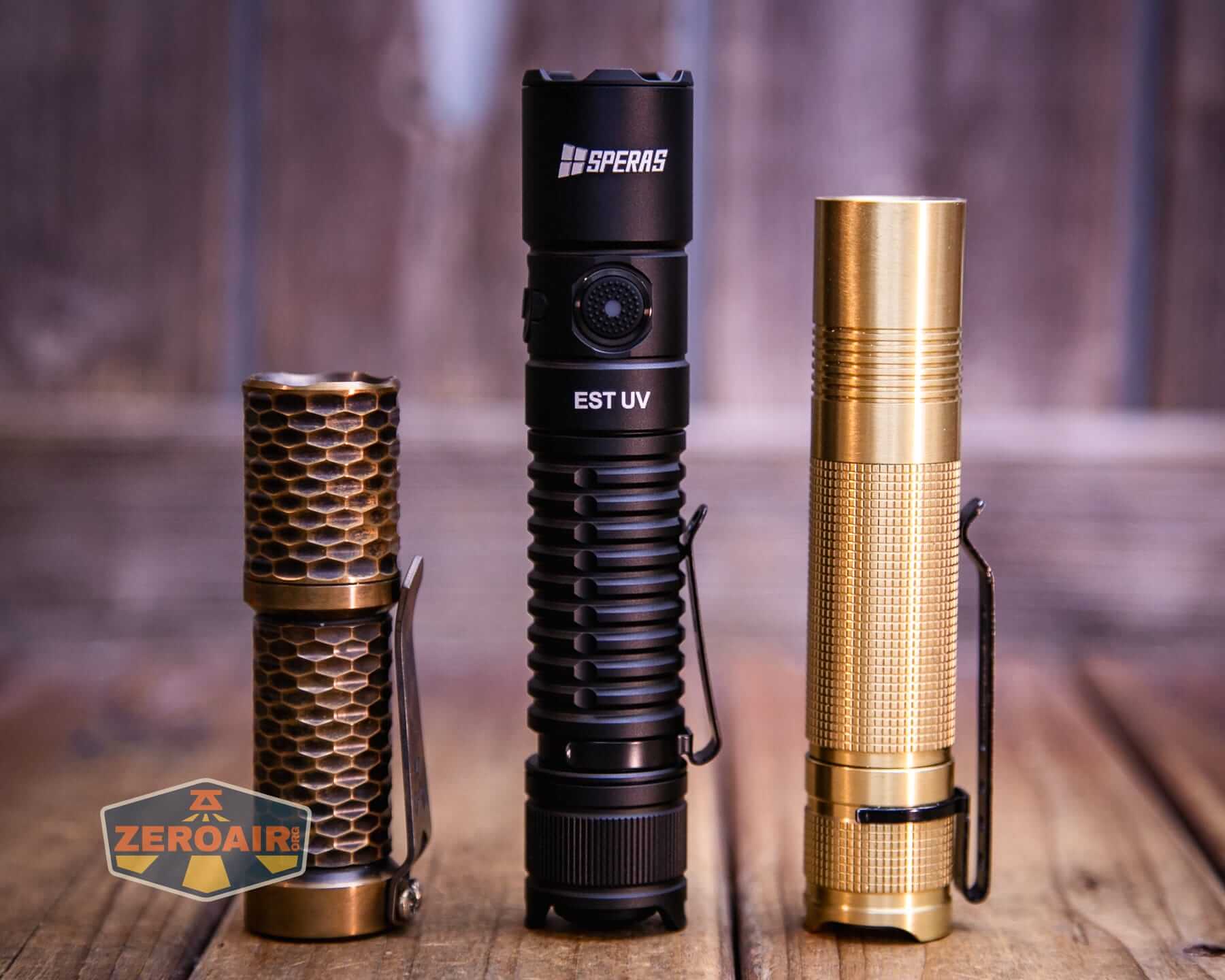 Speras EST UV flashlight with two standard sized flashlights