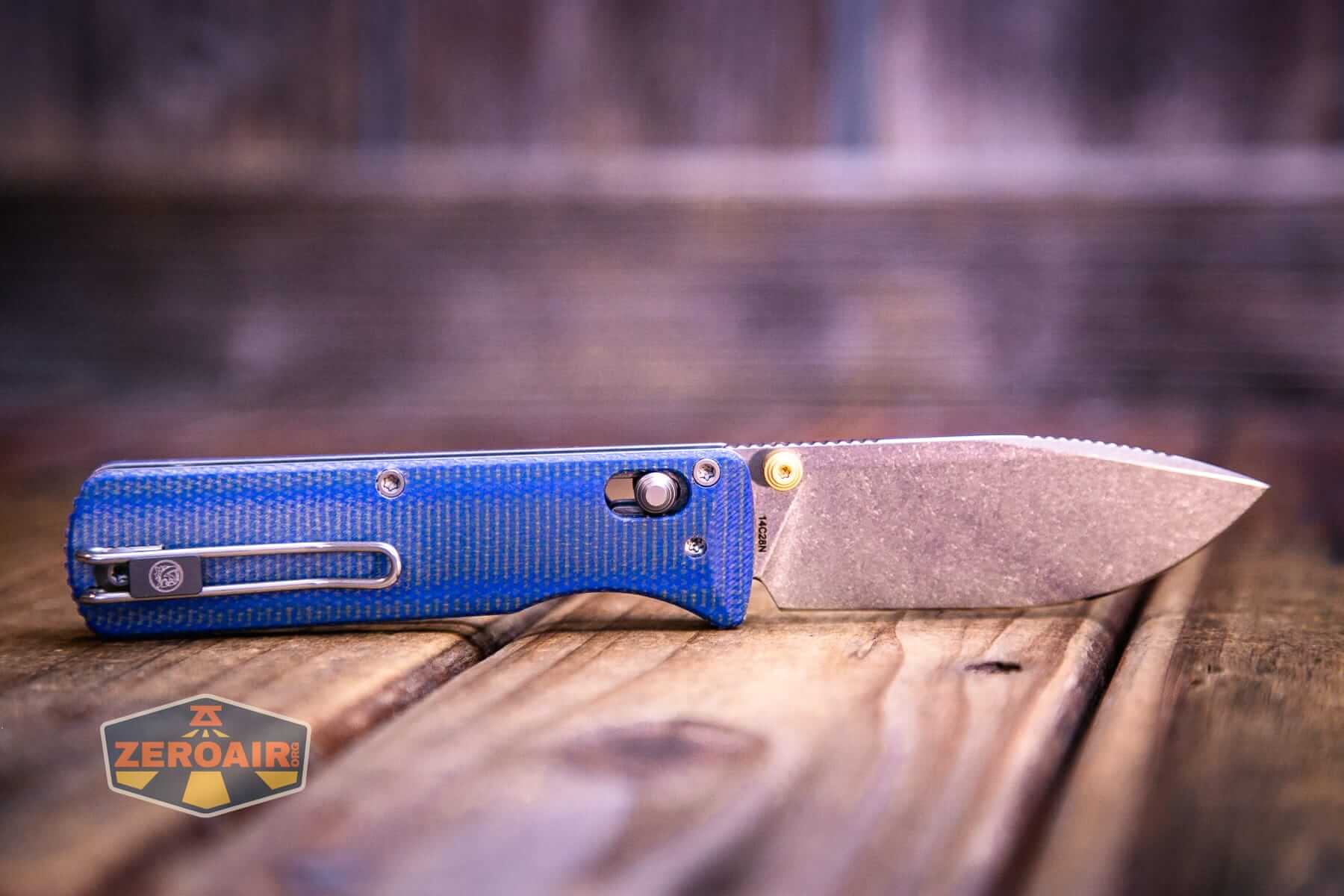 Vosteed Vombat Modswap knife fully open on clip side