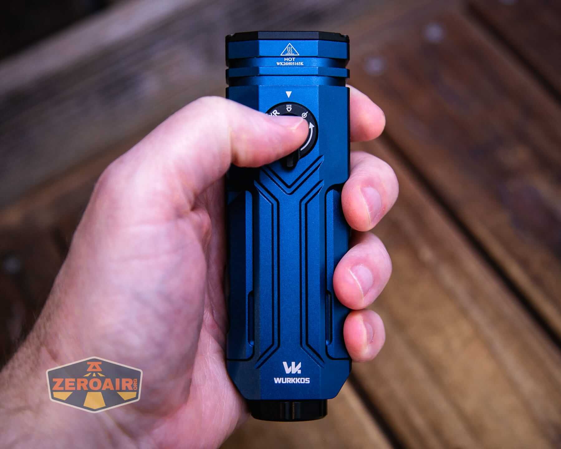 Wurkkos HD02 Pro flashlight in hand