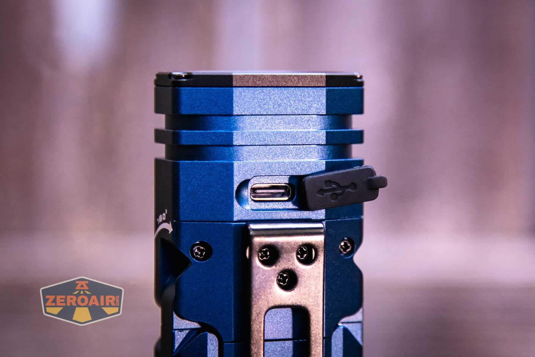 Wurkkos HD02 Pro flashlight charging port open
