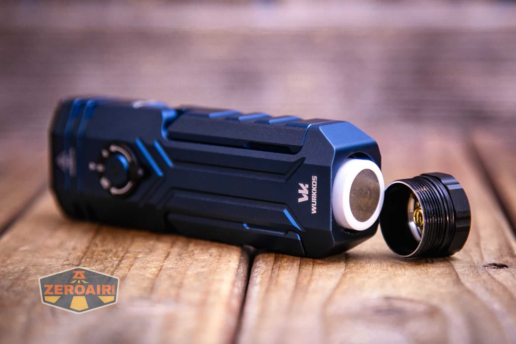 Wurkkos HD02 Pro flashlight with cell installed
