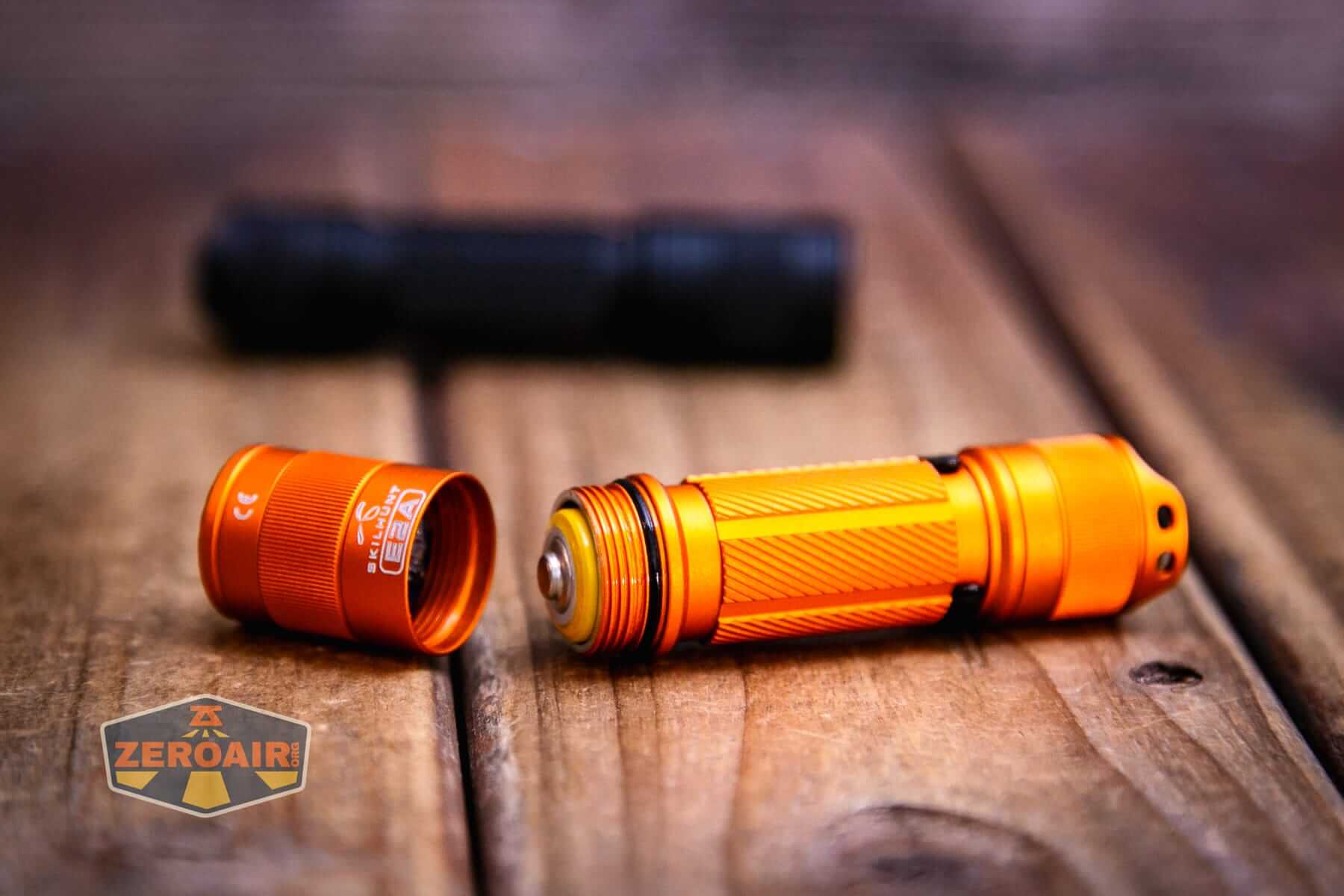 Skilhunt E2A V2 flashlight with included 14500 cell installed