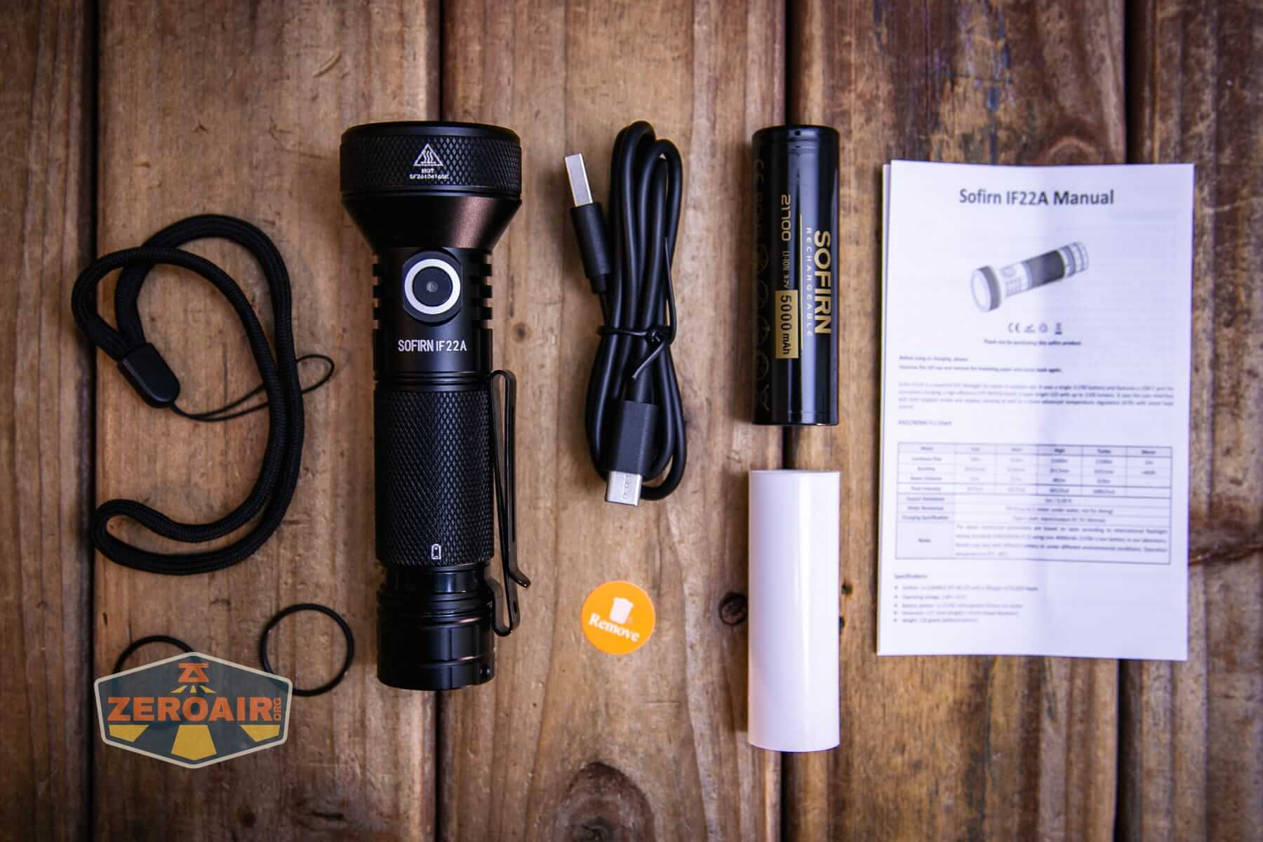 Sofirn IF22A thrower flashlight what's included