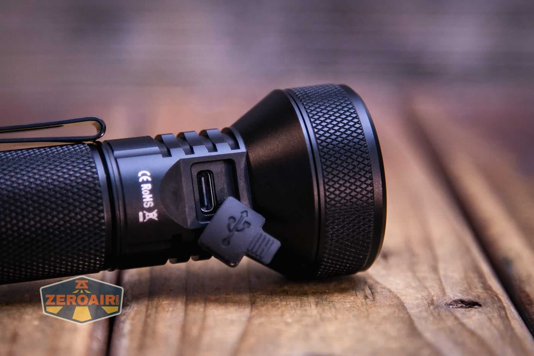Sofirn IF22A thrower flashlight charging port