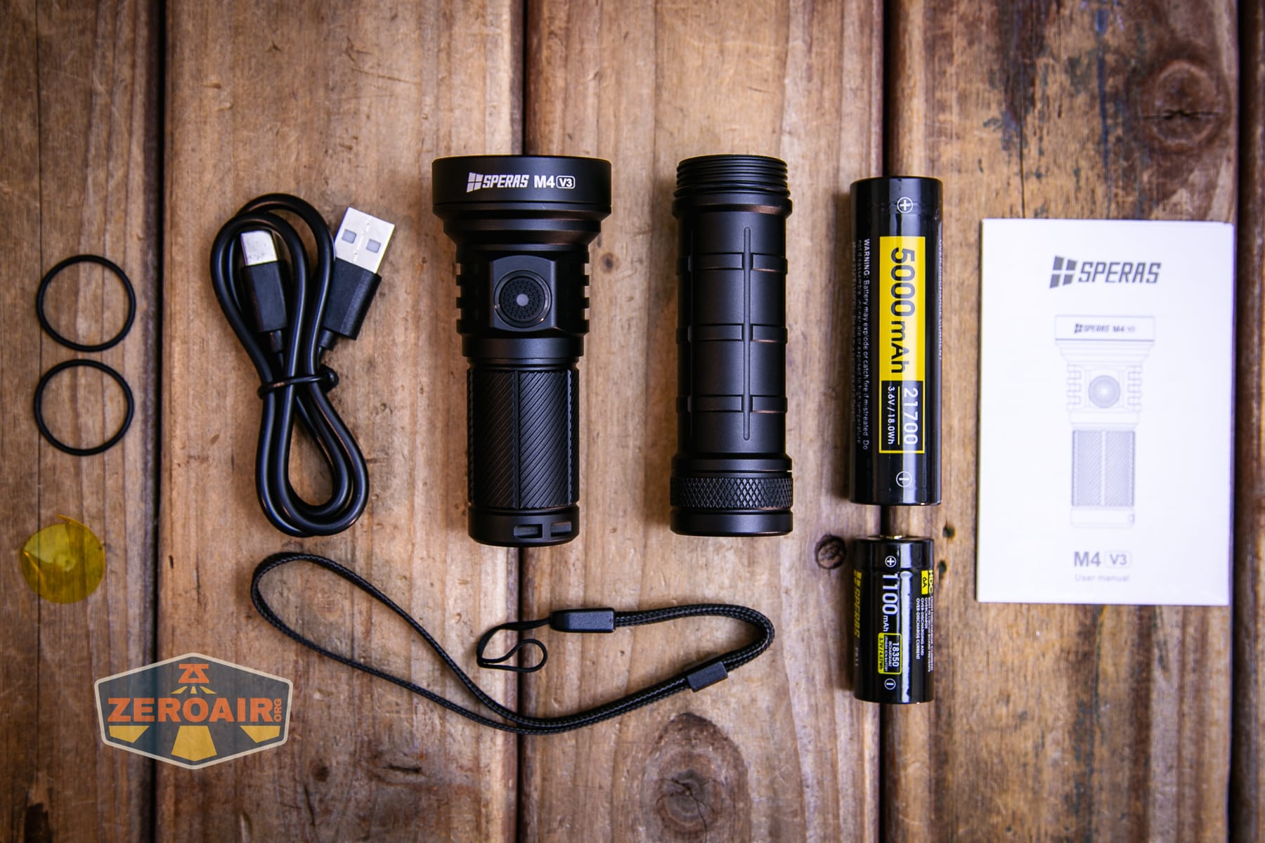 Speras M4 V3 compact EDC flashlight what's included
