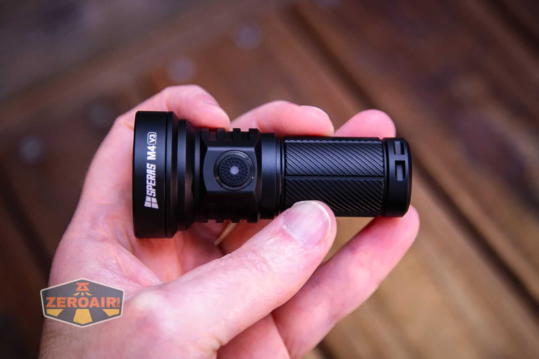 Speras M4 V3 compact EDC flashlight in hand