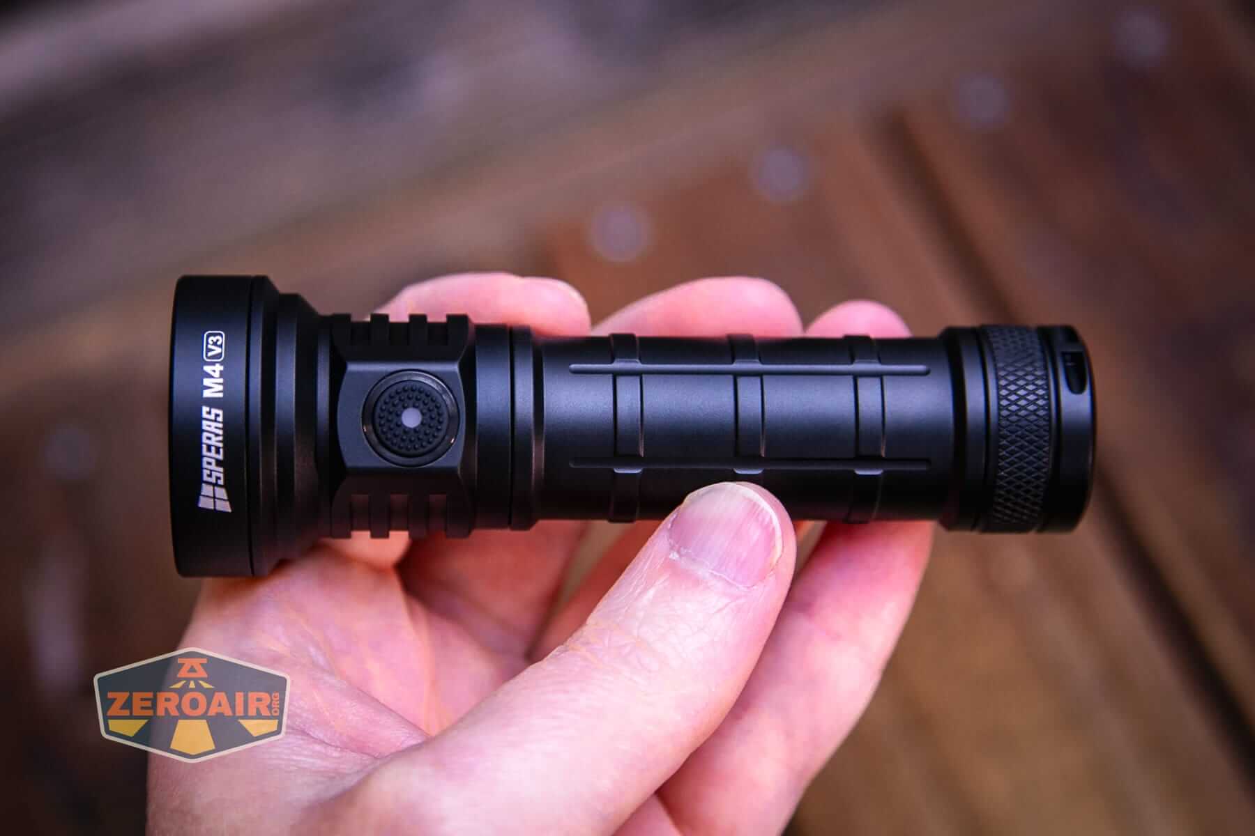 Speras M4 V3 compact EDC flashlight in hand