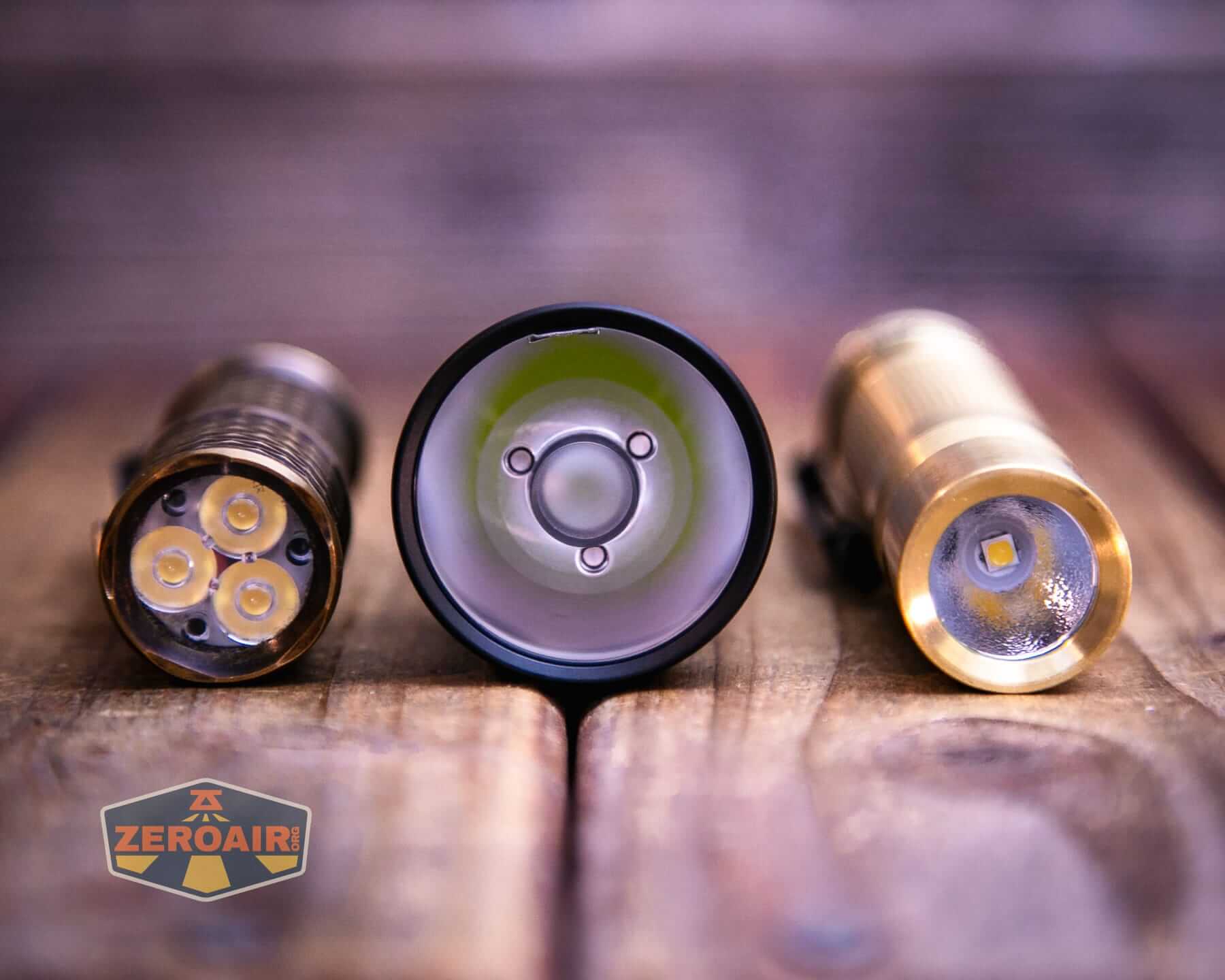 Speras M4 V3 compact EDC flashlight with two standard sized flashlights
