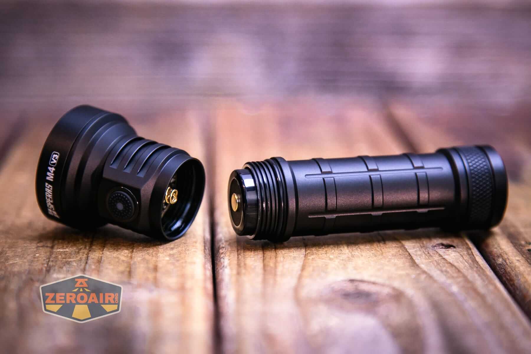 Speras M4 V3 compact EDC flashlight with 21700 cell installed