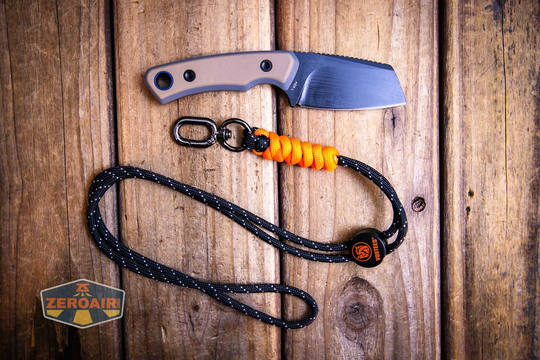 Vosteed Marmoset Sand fixed blade knife with lanyard