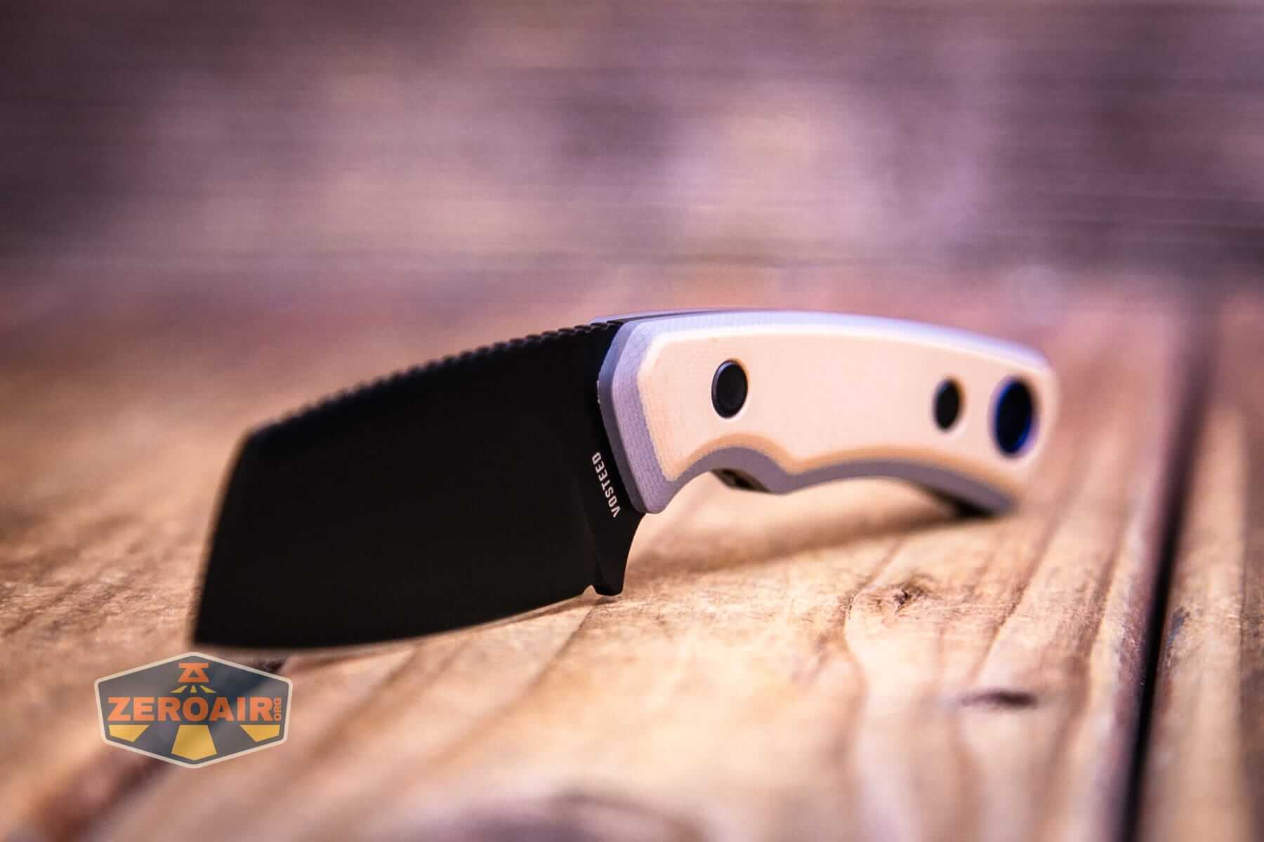 Vosteed Marmoset Sand fixed blade knife three quarter view