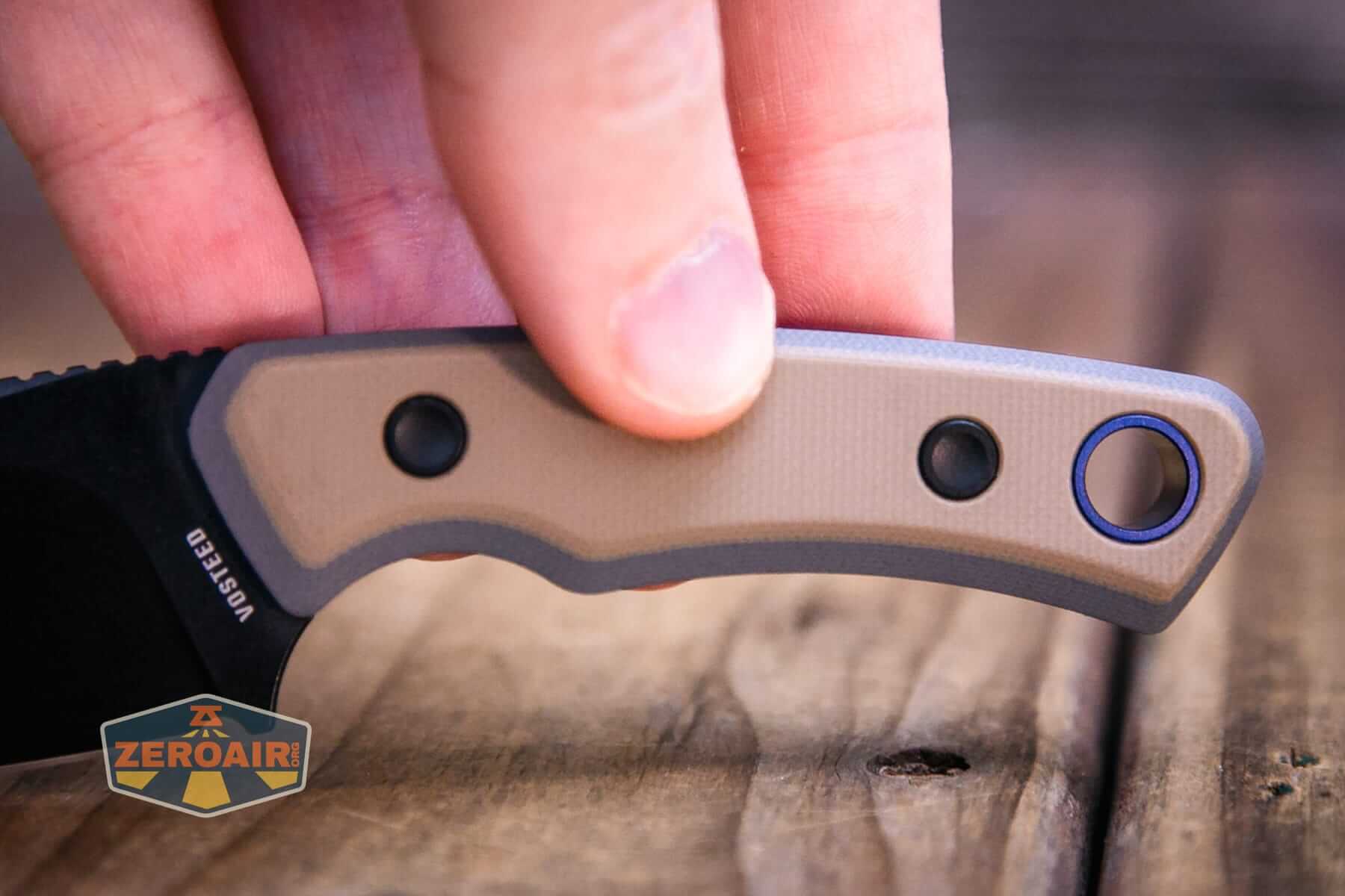 Vosteed Marmoset Sand fixed blade knife grip posts